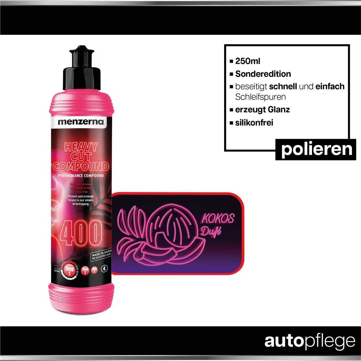 autopflege Set Menzerna EDITION Heavy Cut Super Finish Power Lock Zubehör Autopolitur (9 St), 3x Mikrofasertücher - 3x Lackpolitur - 3x Politurpads – Bild 3 von 5