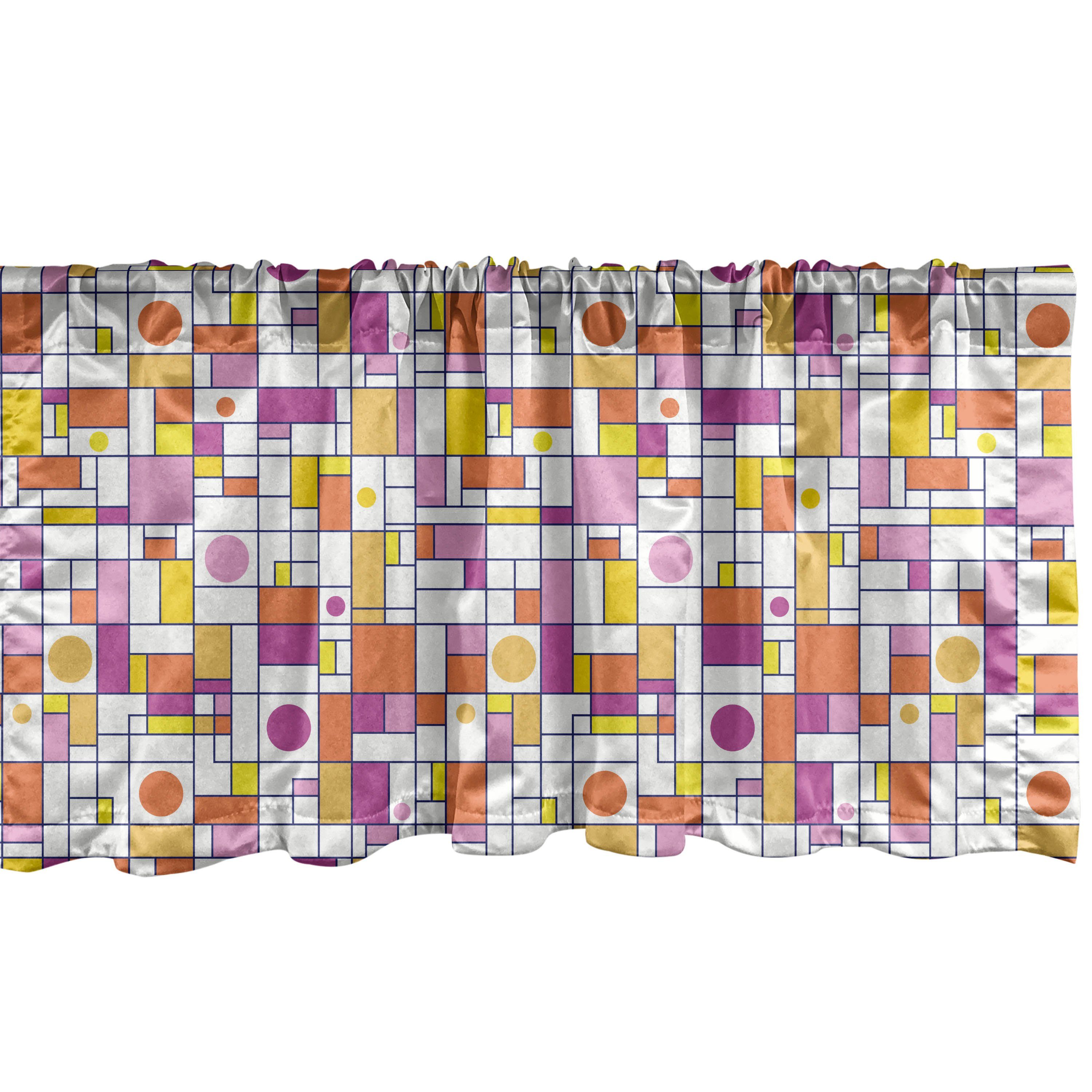 Scheibengardine Vorhang Volant für Küche Schlafzimmer Dekor mit Stangentasche, Abakuhaus, Microfaser, Geometrisch Rectangles und Runden