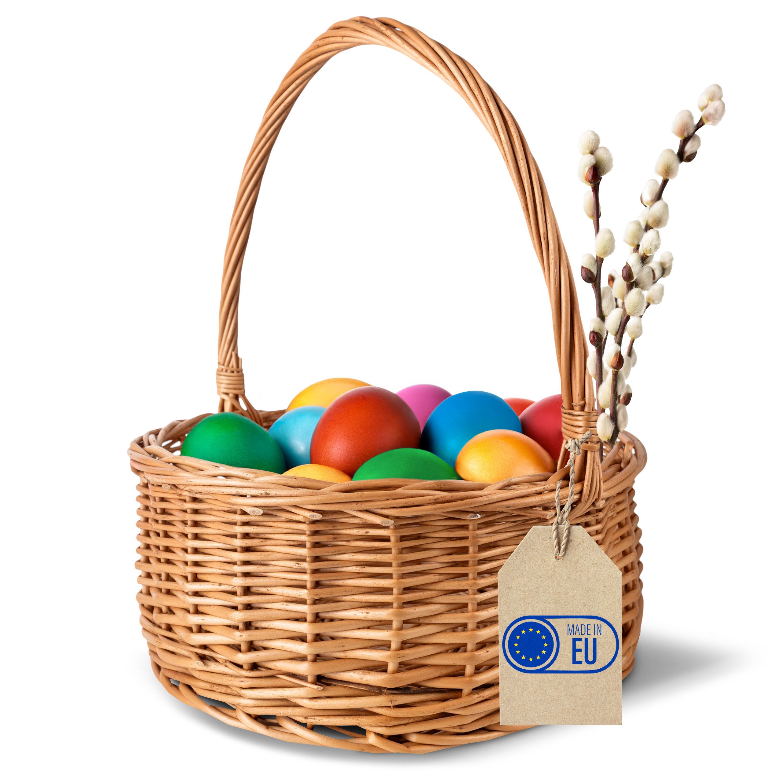 Dekokorb Osterkorb Oval Weidenkorb mit Henkel Garten, 30x30x32 cm (2 cm)