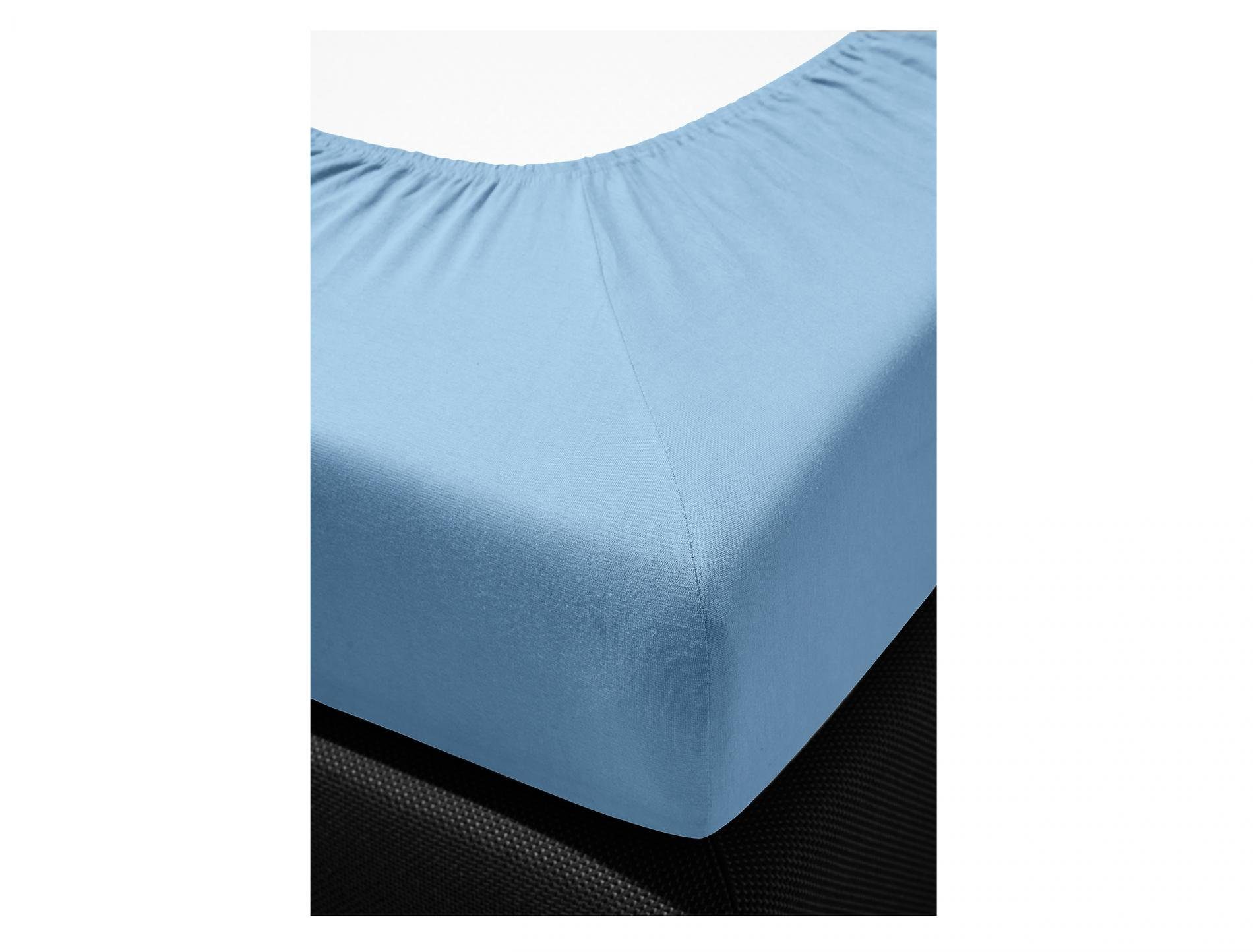 Irisette Spannbettlaken Mako-Jersey Spannbetttuch Jupiter 0008 190 x 200 cm dkl-blau, Baumwolle, Gummizug: Rundum, (1 Stück), Bettlaken mit Gummizug 90x200 140x200 180x200 Spannbettlaken Spanner