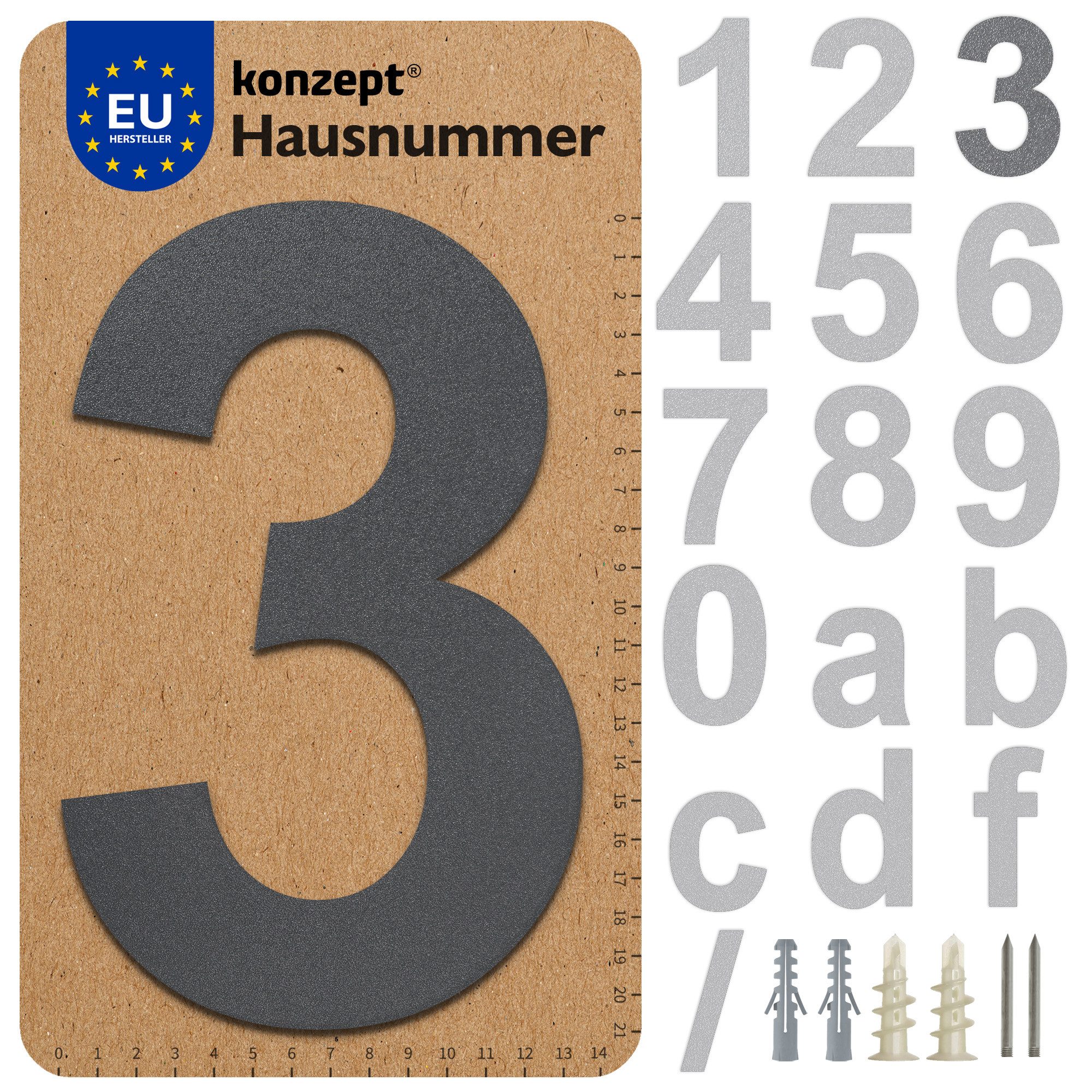 KONZEPT Hausnummer in Schwarz/Graphite, Briefkastennummer von 0 bis 9, (aus günstig online kaufen