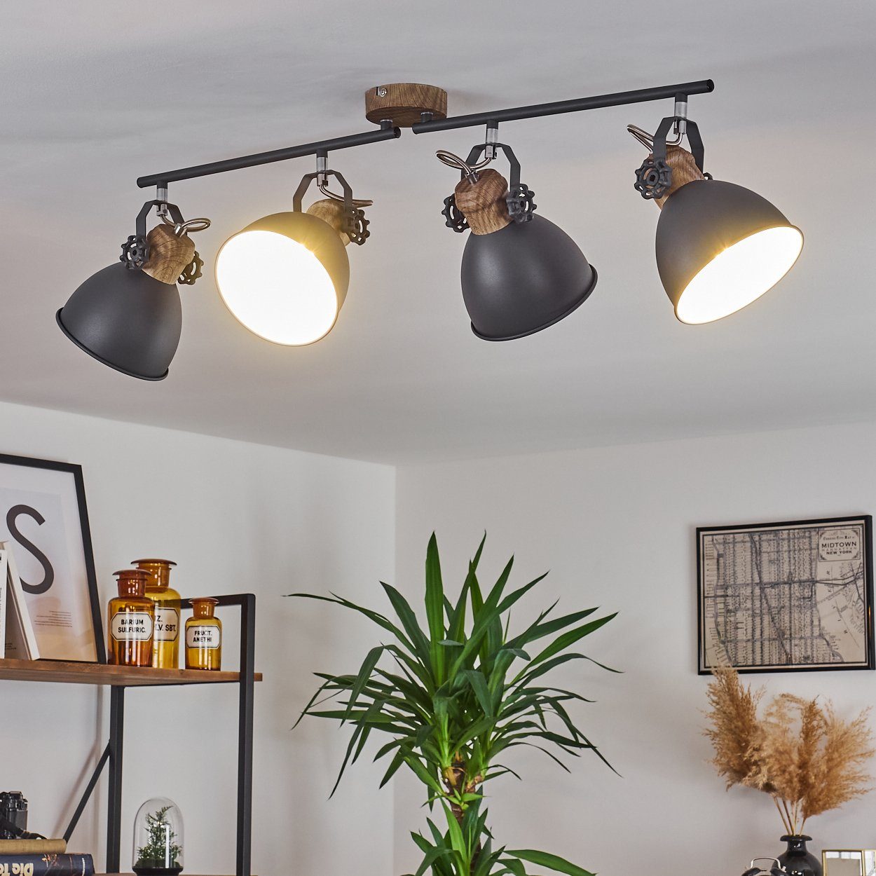 hofstein Deckenleuchte »Verago« industrielle Deckenlampe aus Metall in grau günstig online kaufen