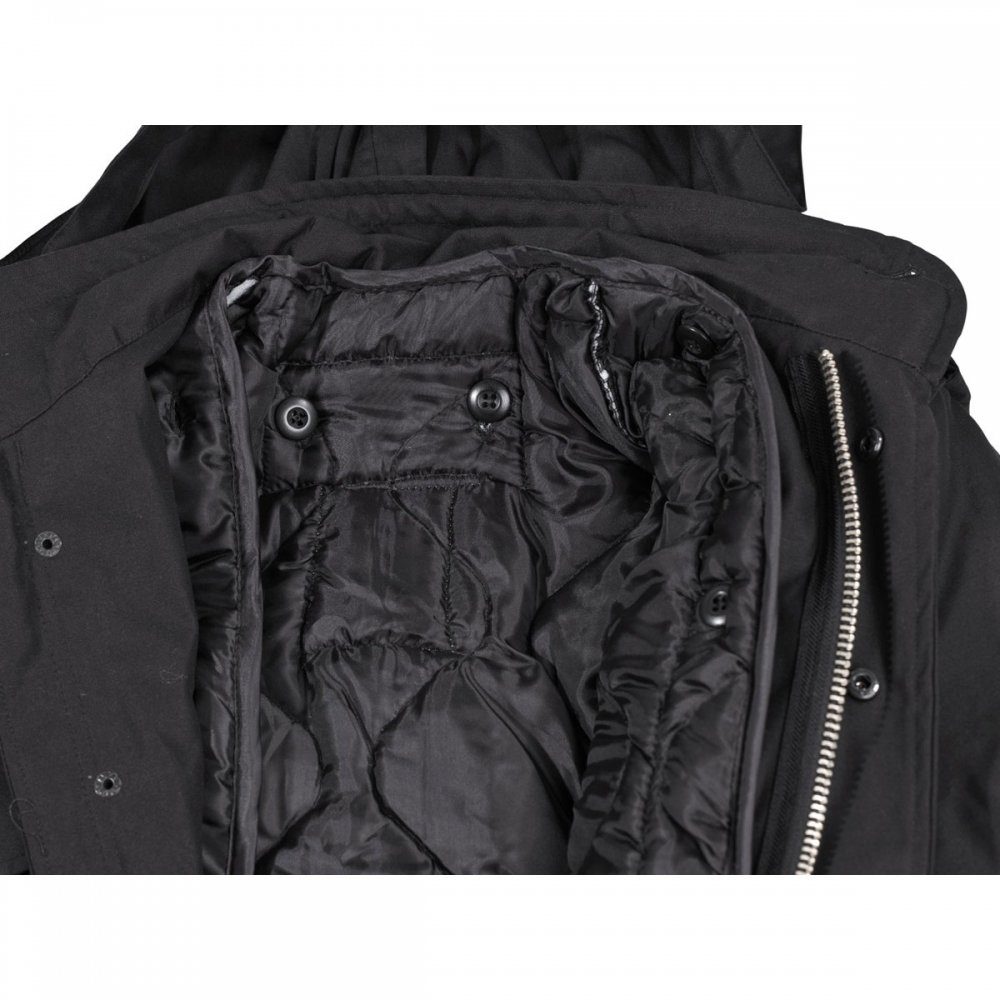 MFH Fieldjacket US Feldjacke M65, schwarz, m. auskn. Steppfutter, Mod. - XL ausknöpfbarem Steppfutter