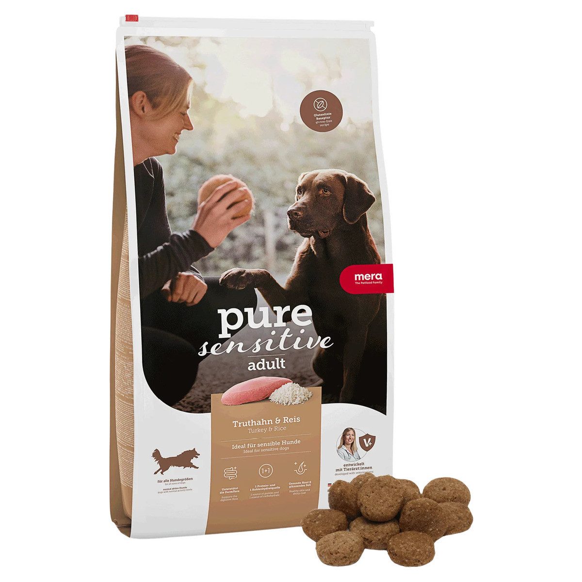 Mera Dog Pure Sensitive Truthahn & Reis 4 kg, Trockenfutter für: Hund