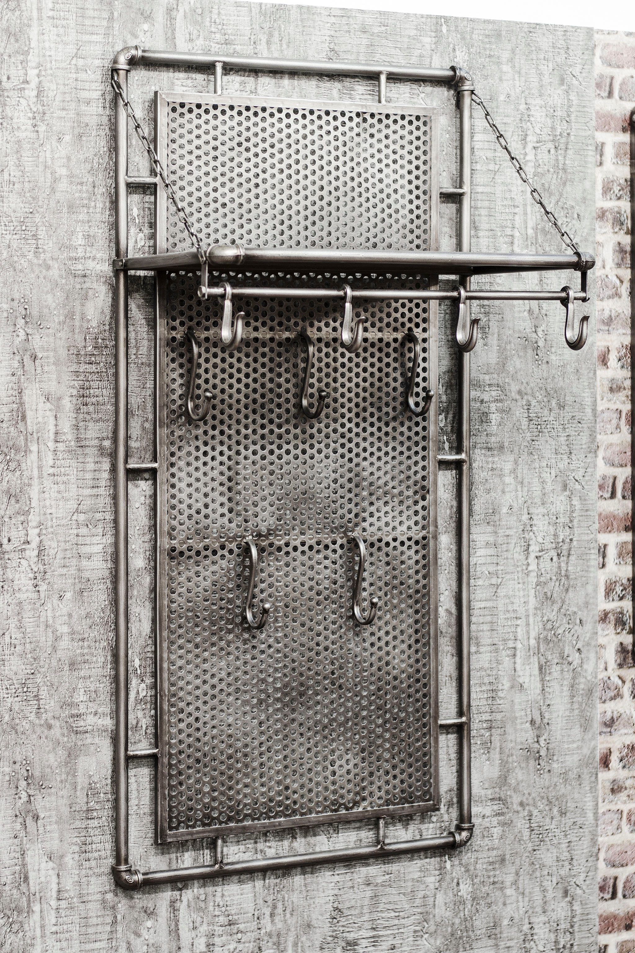HAKU Garderobenhaken Flurgarderobe, Garderobe, Garderobenhaken, Garderobenleiste, rechteckig - aus Metall Anthrazit - B/T/H 60/35/120 cm