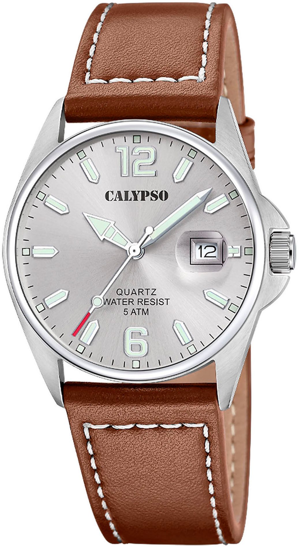 CALYPSO WATCHES Quarzuhr Basic K5870/2, Armbanduhr, Herrenuhr, Lederarmband günstig online kaufen