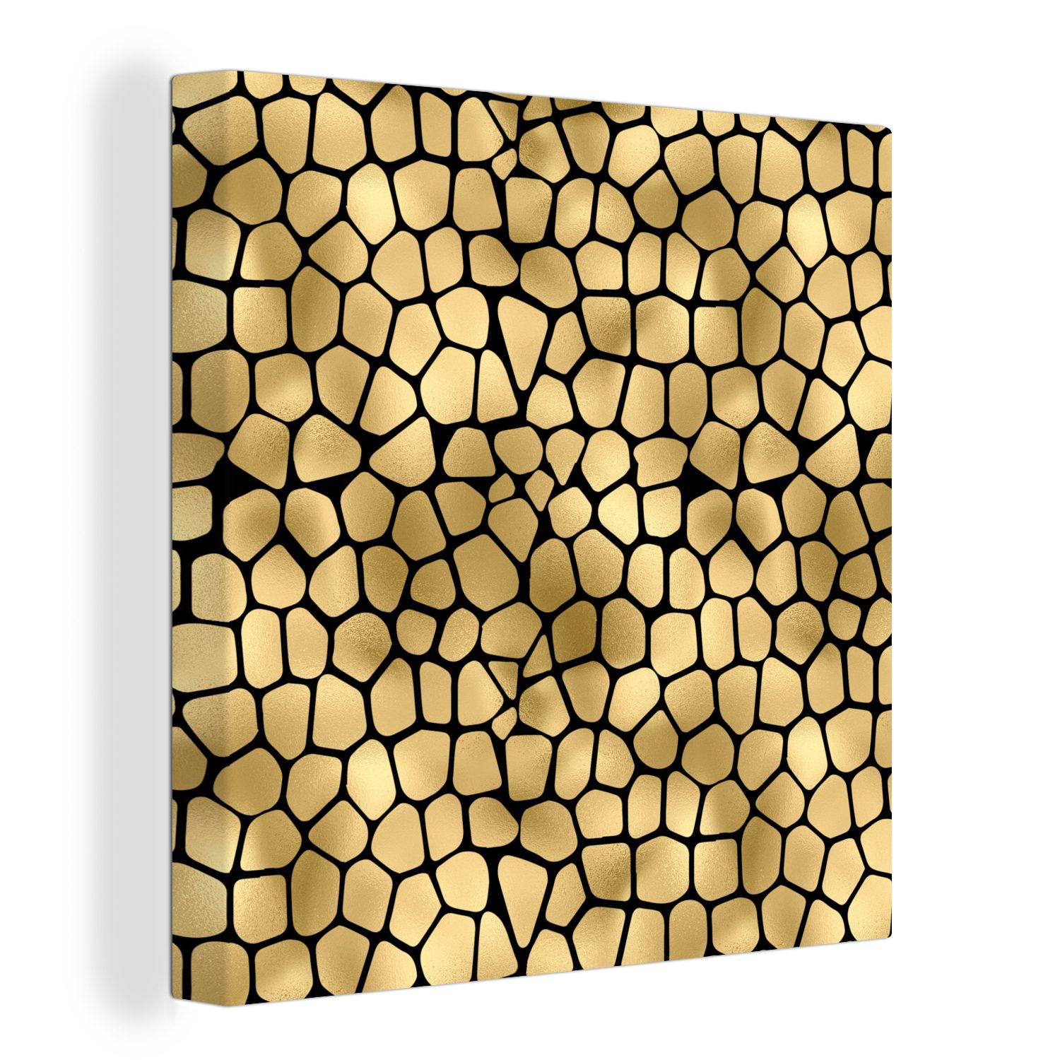 OneMillionCanvasses® Leinwandbild Muster - Formen - Gold, (1 St), Leinwand Bilder für Wohnzimmer Schlafzimmer