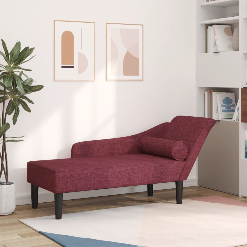 vidaXL Chaiselongue Chaiselongue mit Kissen Weinrot Stoff, 1 Teile