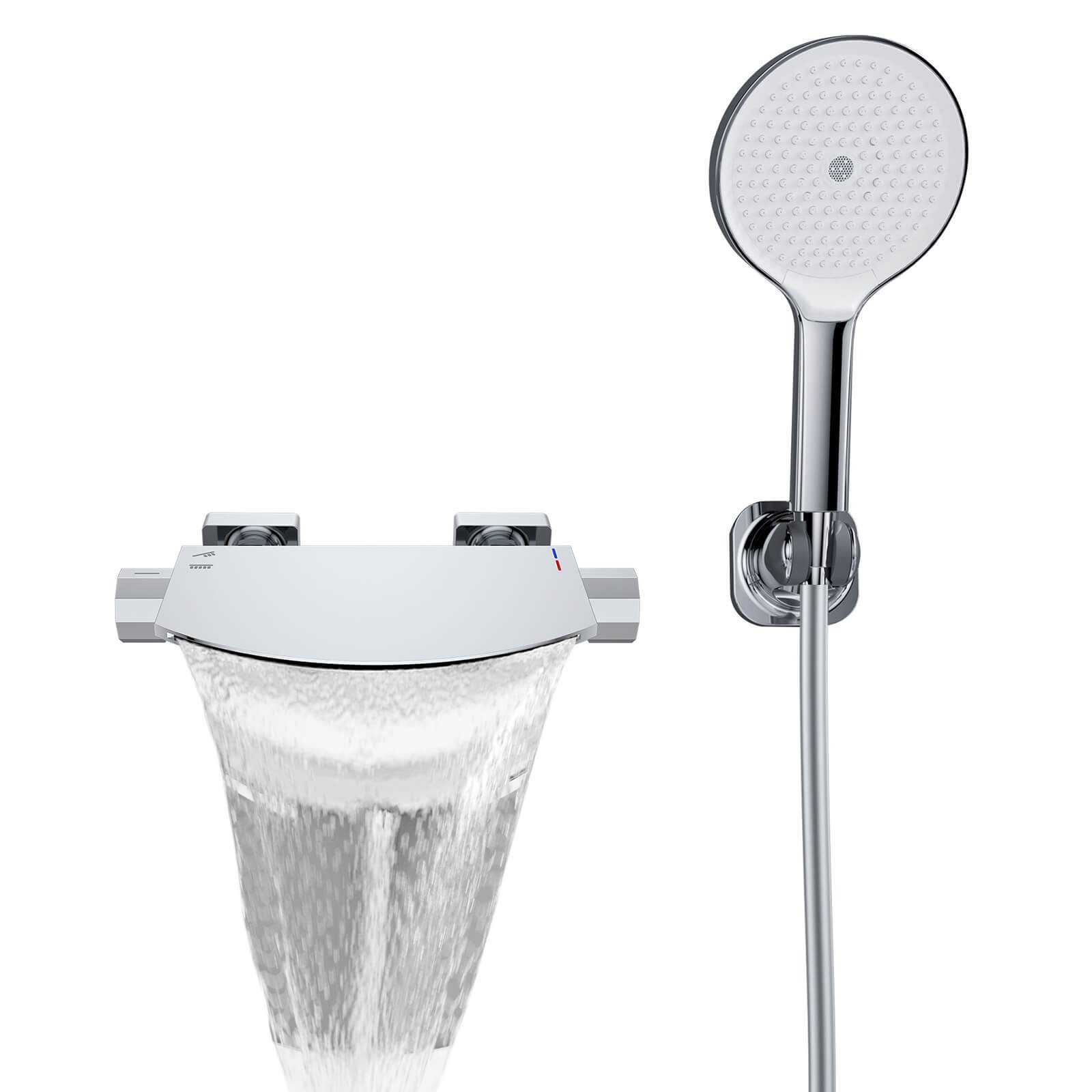 HOMELODY Duschsystem Badewannenarmatur verchromt, Wasserfall Wannenarmatur, günstig online kaufen