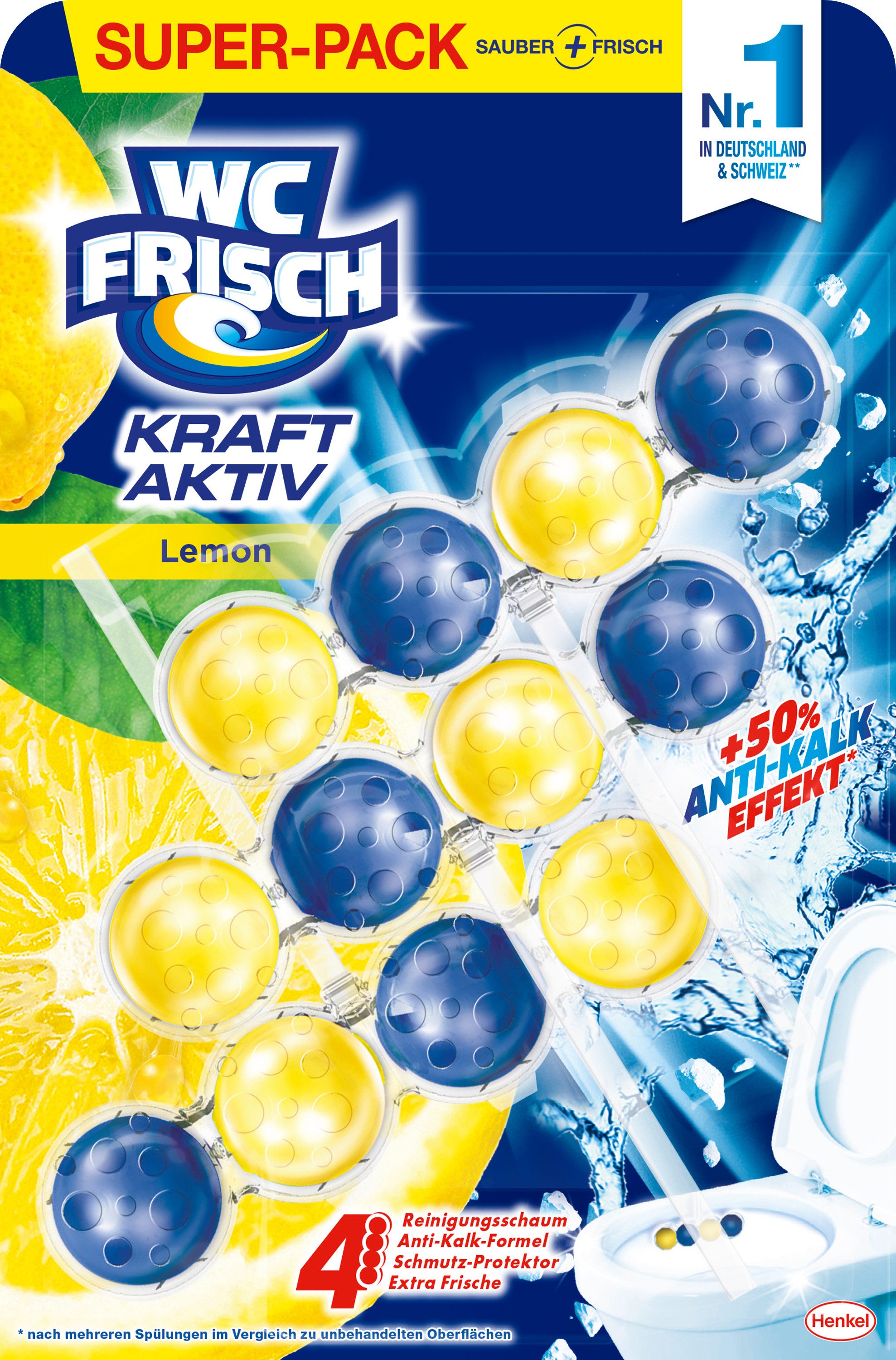 WC Frisch WC FRISCH Duftspüler Lemon Citrus Frische 150g Stein Очиститель туалета (Triopack, [3-St. Klosteine mit + 50% Anti-Kalk Effekt)