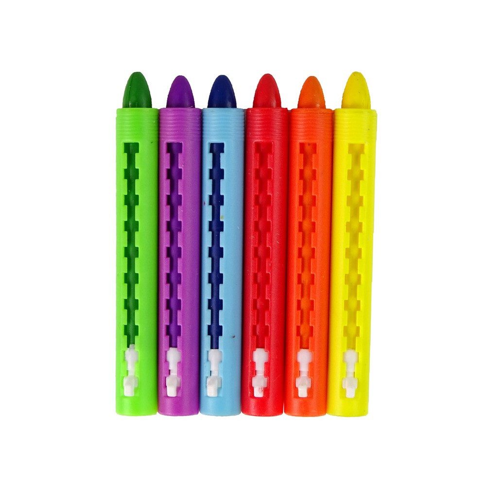 LEAN TOYS Pastellkreide Malkreiden Künstlerstifte Kinderstifte, 6 Farben, Schiebemechanik, Schutzhülle, ab 3 Jahren