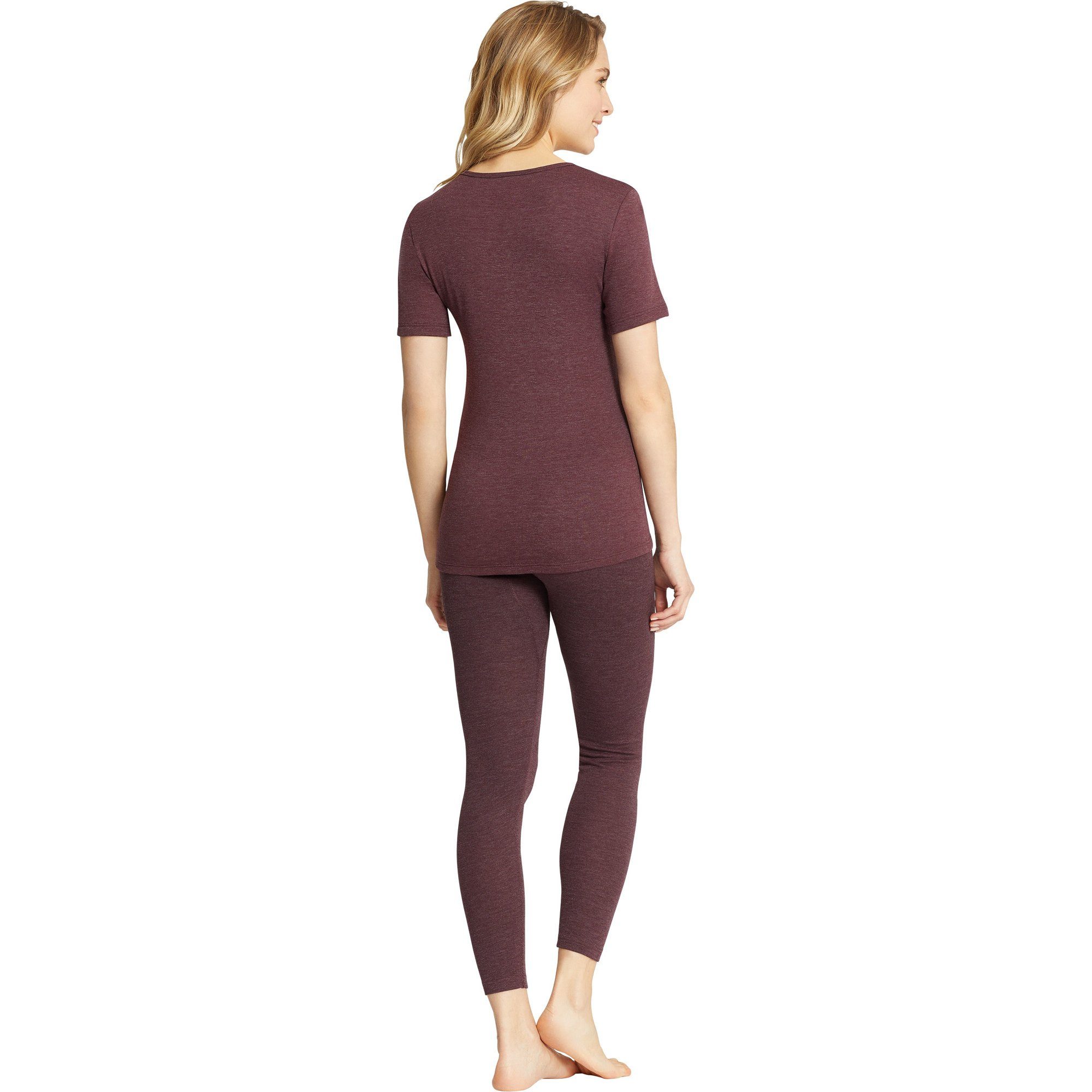 1/2-Arm Damen-Thermo-Unterhemd, T-Shirt Streifen Feinripp burgund conta
