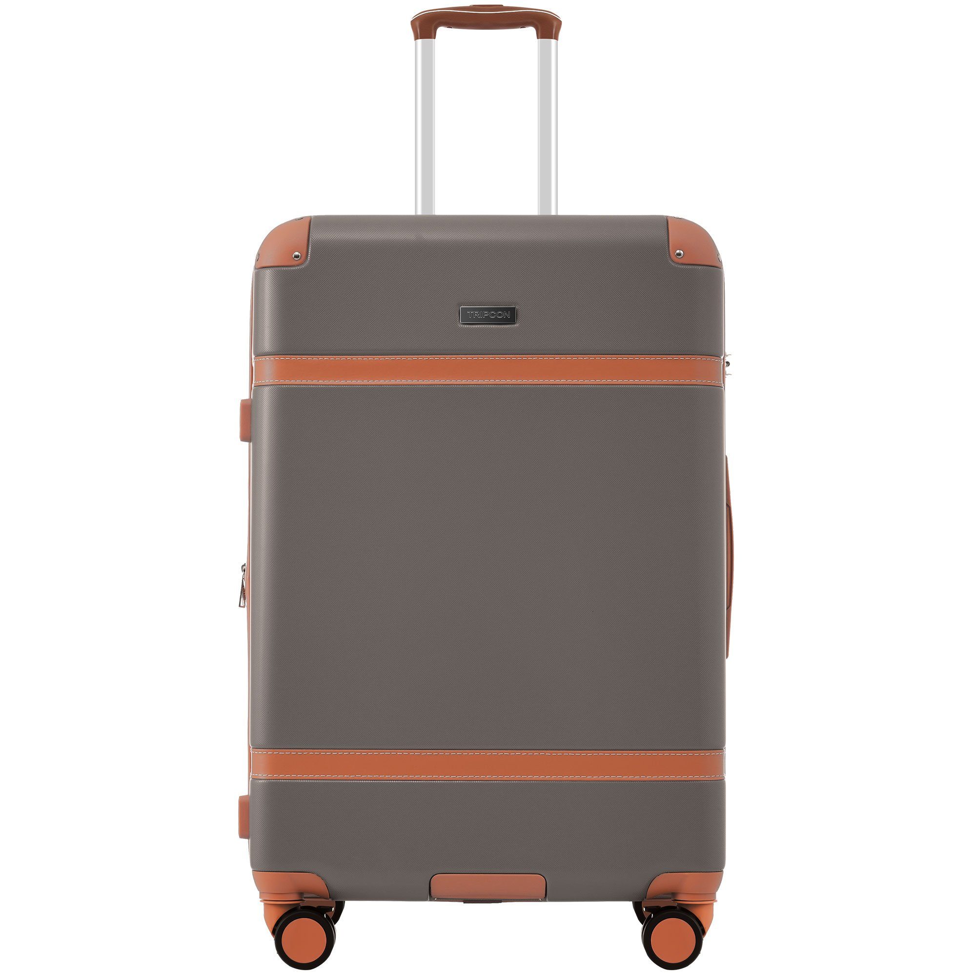 Reisekoffer Handgepäck ABS-Material, TSA Ulife Rollen, Zollschloss, (3 Trolleyset 4 tlg) Kofferset Braun
