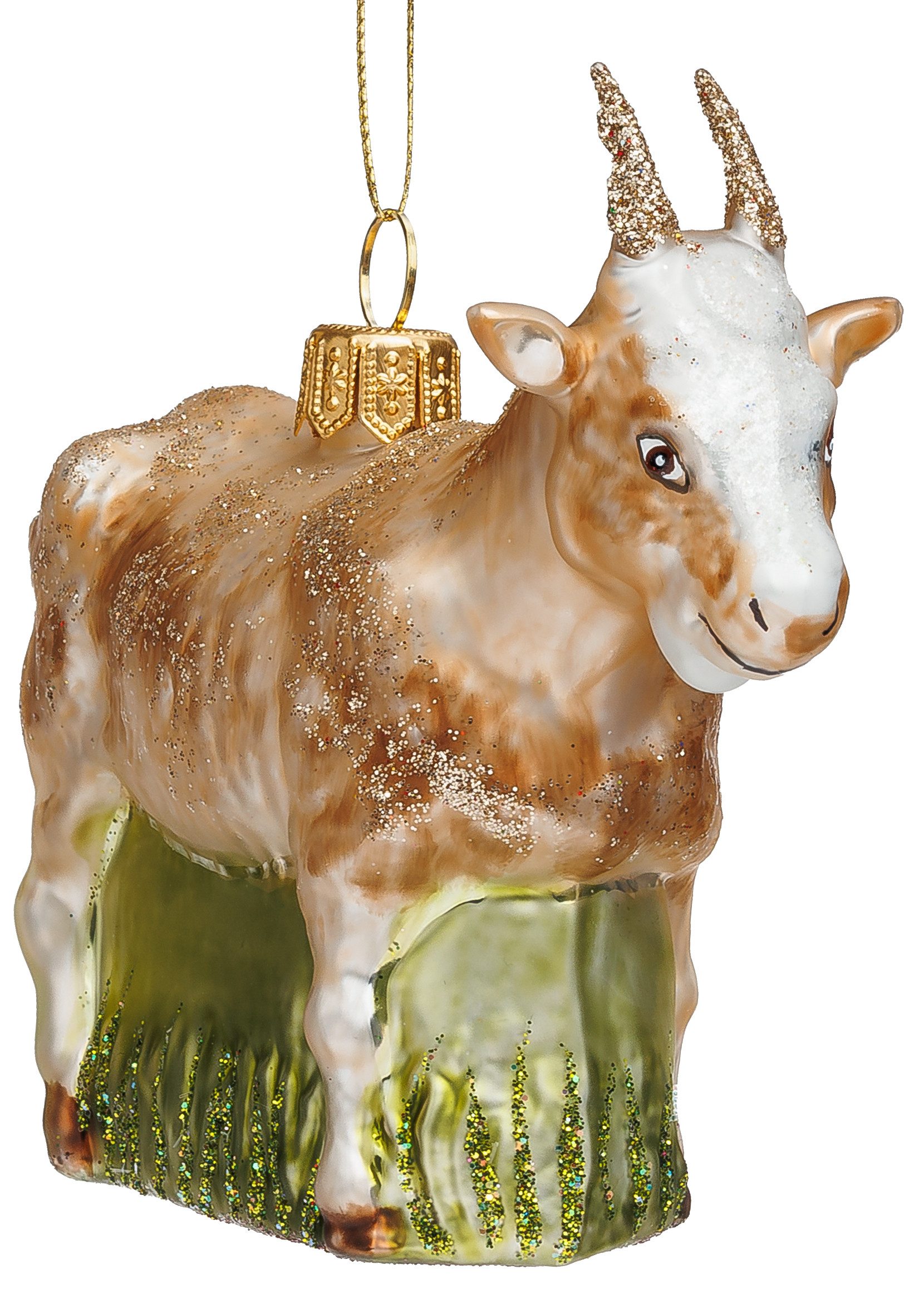 SIKORA Weihnachtsbaumkugel Ziegenbock Besondere Weihnachtskugel Glas Figur Anhänger - BS799, Christbaumschmuck - Traditionell, authentisch & außergewöhnlich