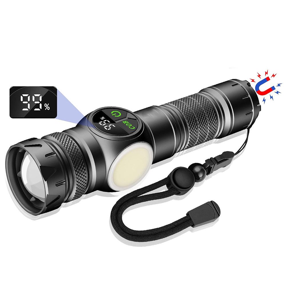 TUWENA LED Taschenlampe Taschenlampe LED Aufladba mit 5000mAh Akku, LCD Leistungsanzeige
