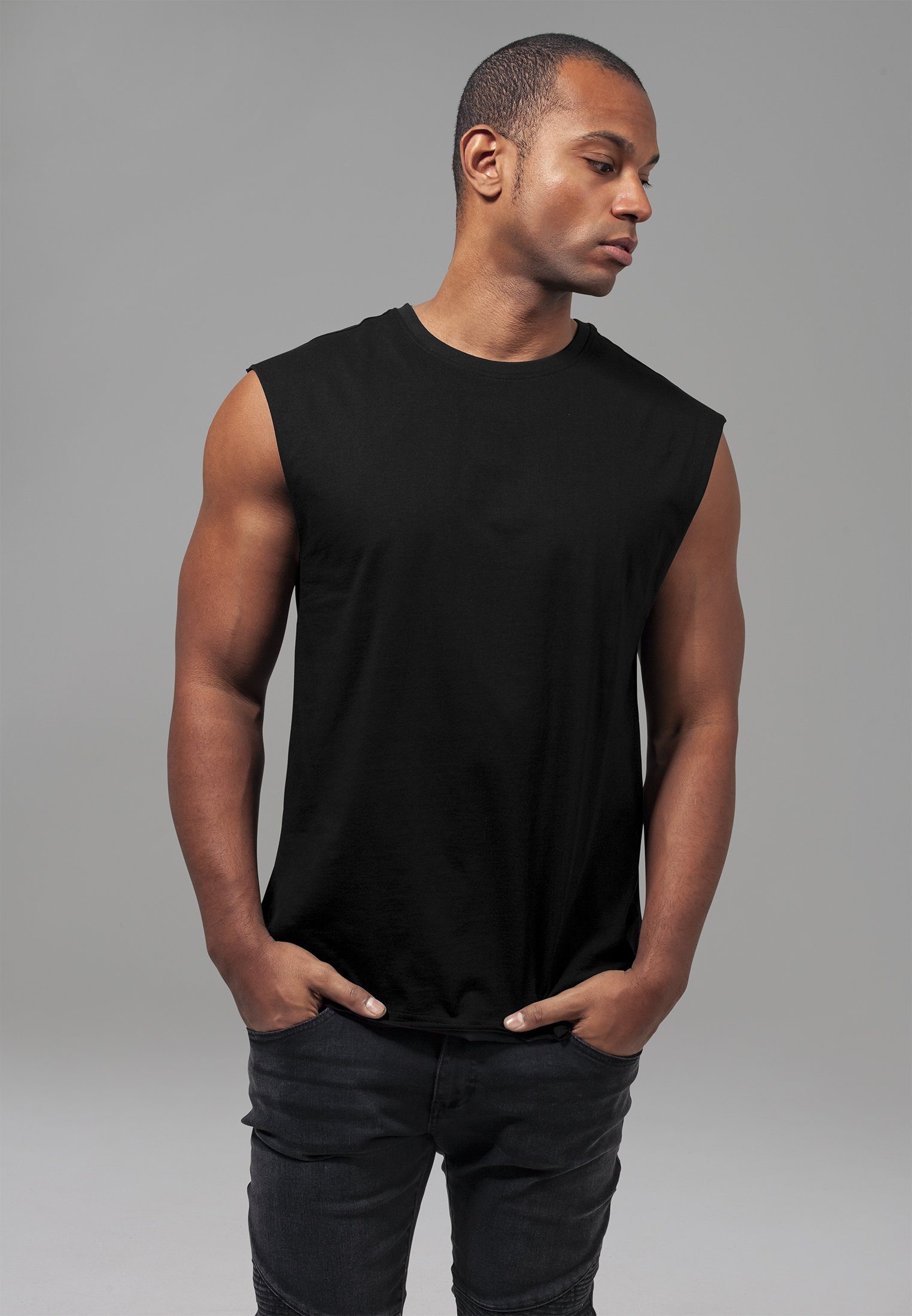 URBAN CLASSICS T-Shirt Herren Open Edge Sleeveless Tee (1-tlg) black