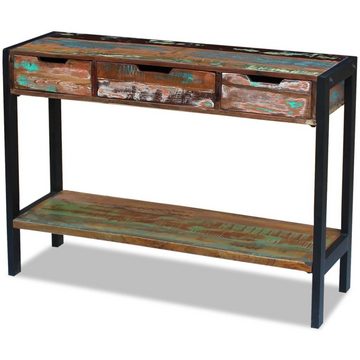 möbelando Sideboard aus Massivholz mit Stahlgestell in Mehrfarbig mit 3 Schubladen (LxBxH 110 x 35 x 78 cm)