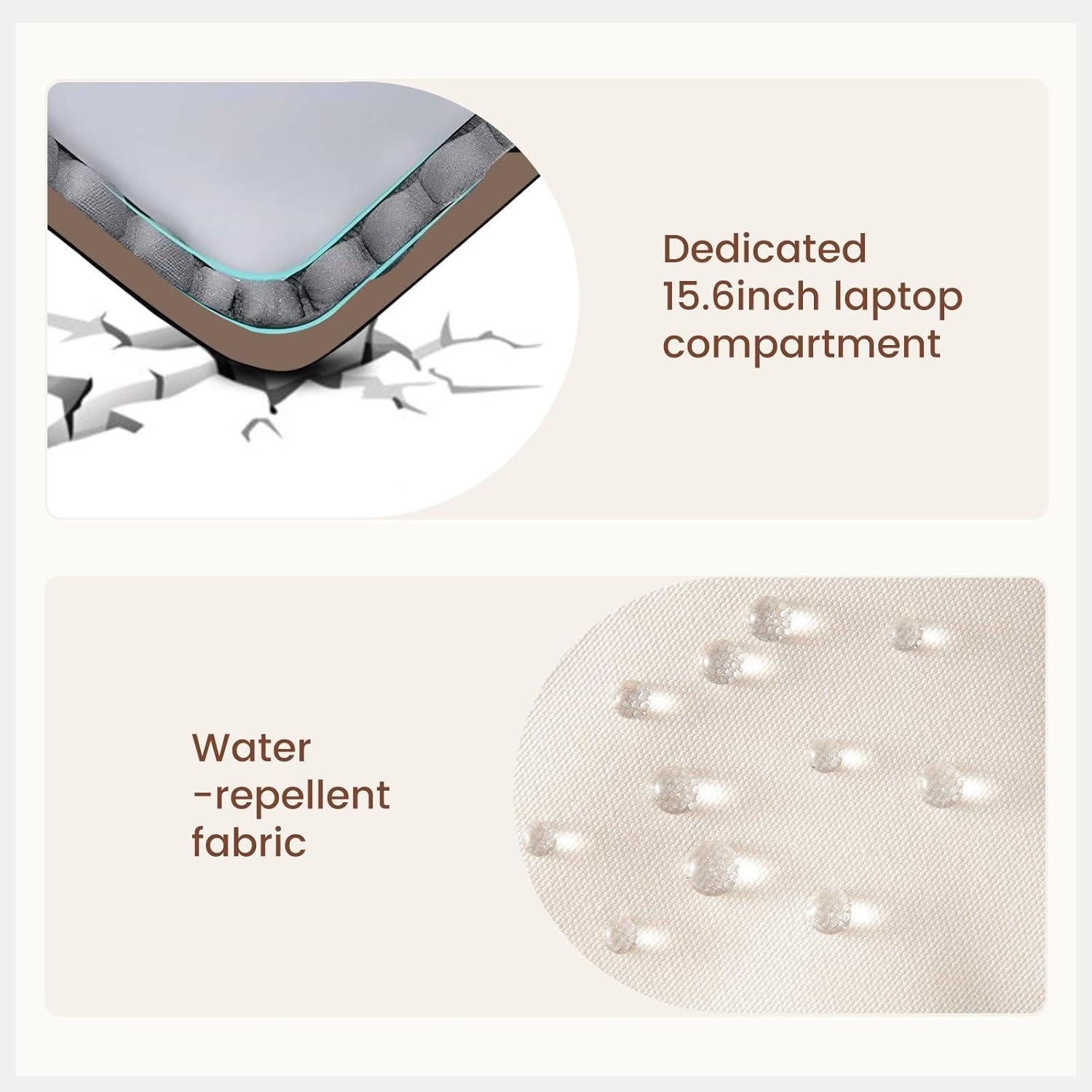 LuxusKollektion Laptoprucksack Rucksack Damen Laptop Schulrucksack Teenager Uni Beige Khaki 18 zoll