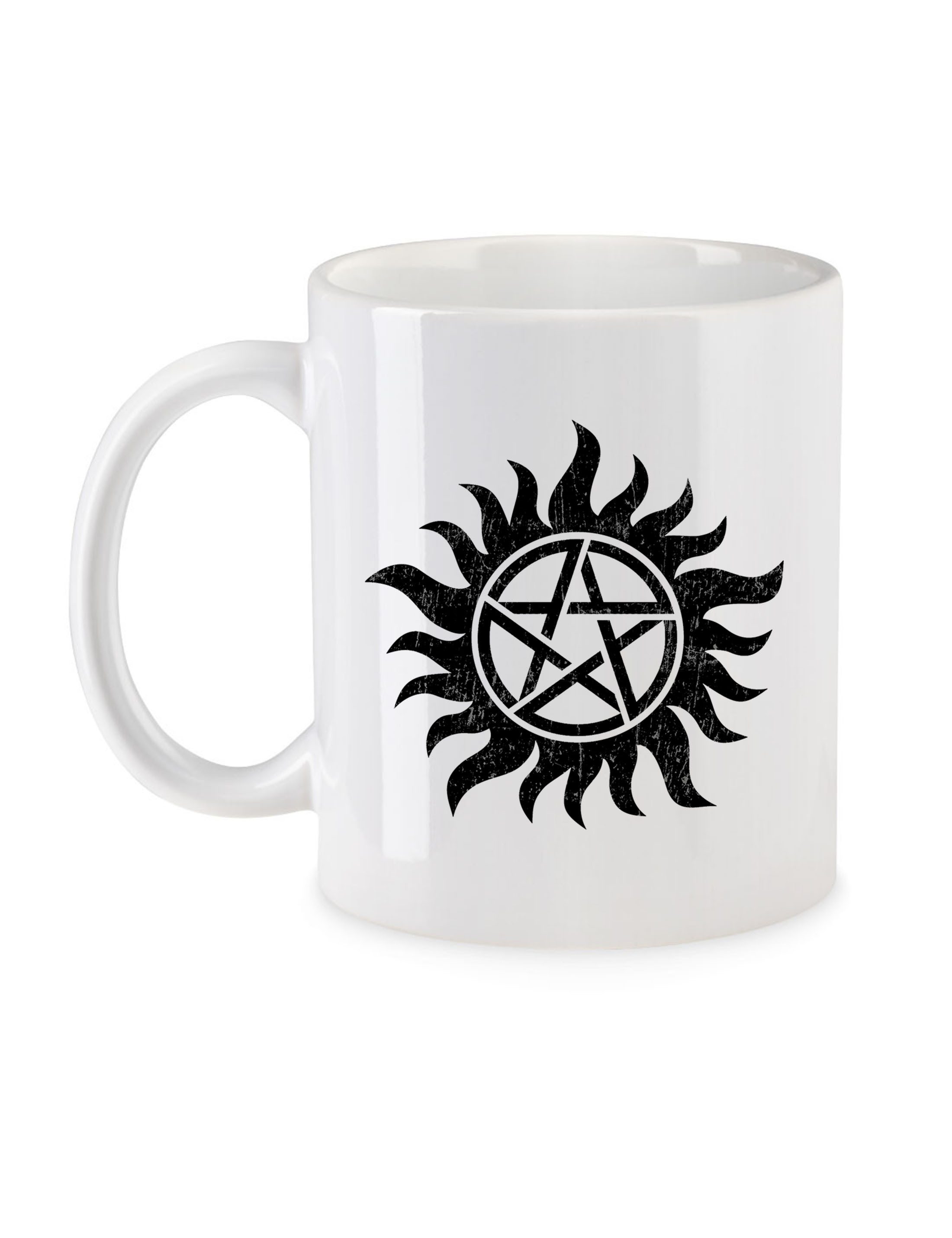 Urban Backwoods Tasse Anti Possession Symbol Kaffeetasse Fun Logo Pentragramm Pentacle, 1-tlg., Keramik, Supernatural Flaming Sam Series