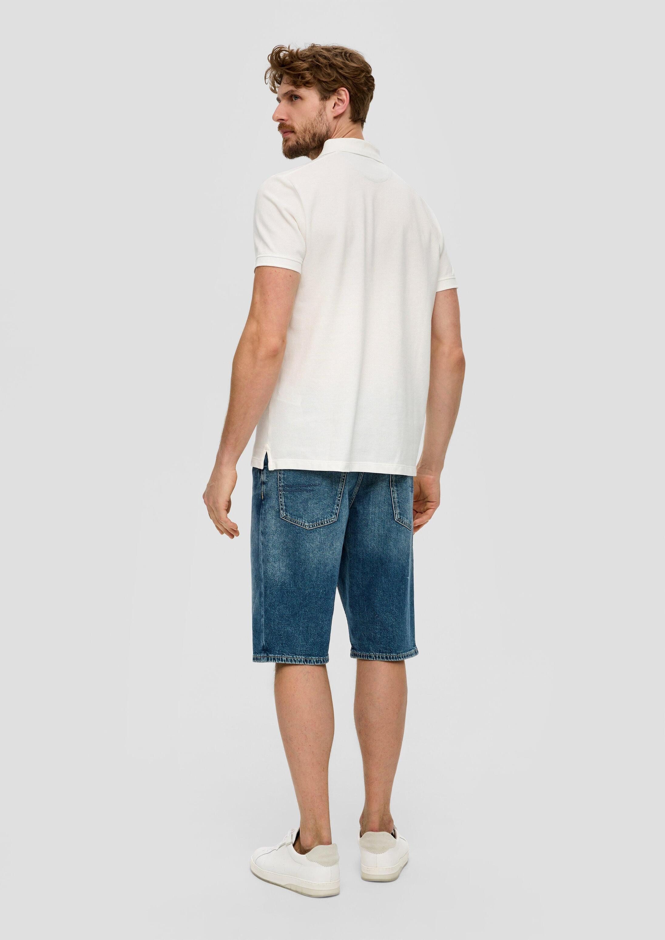 s.Oliver Kurzarmshirt Polo-Shirt Poloshirt mit Logo-Stickerei und Knopfleiste