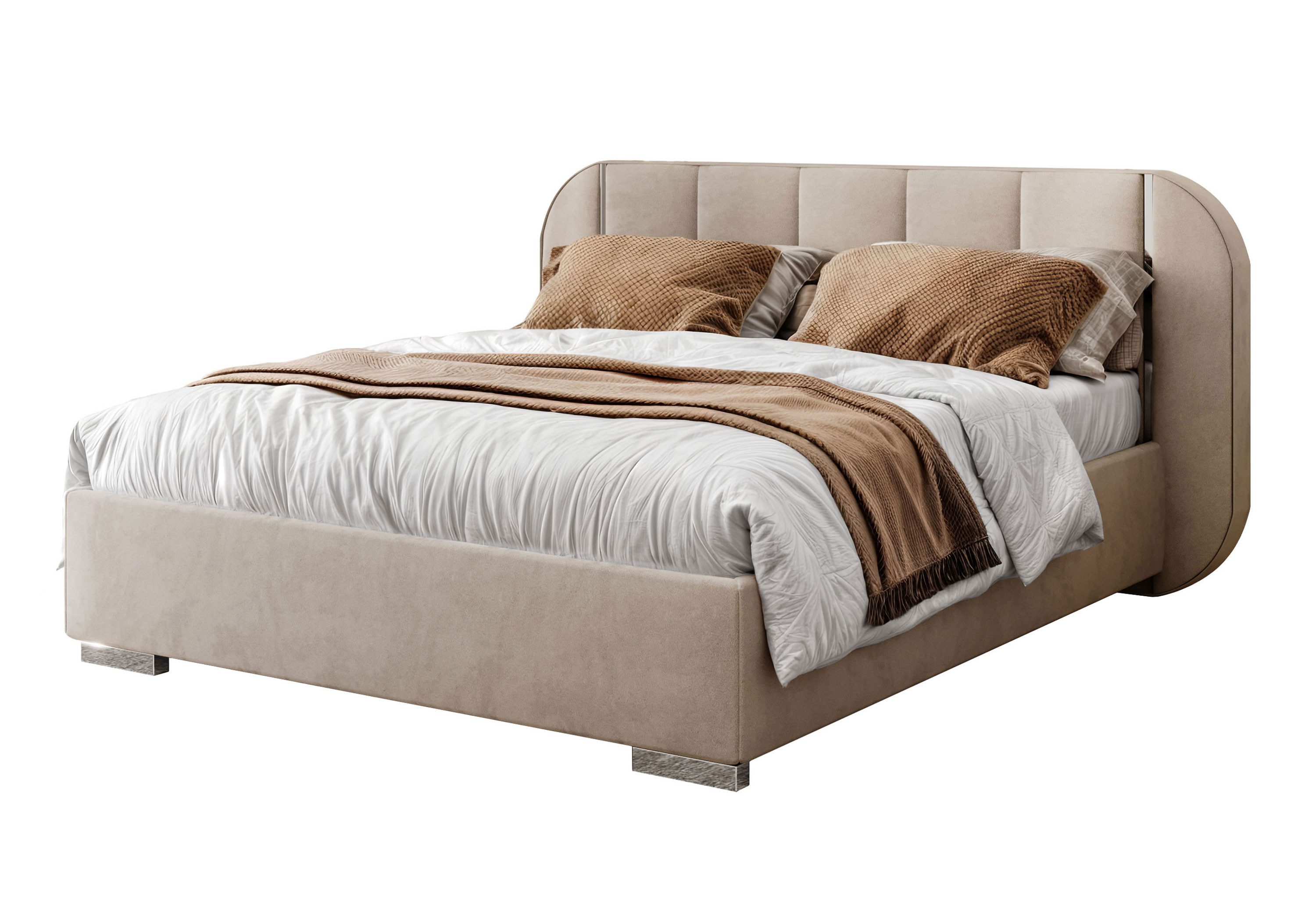 Lookway Polsterbett AMARA SILVER mit Bettkasten und Lattenrost (Bett mit Metallgestell), gepolsterts Kopfteil
