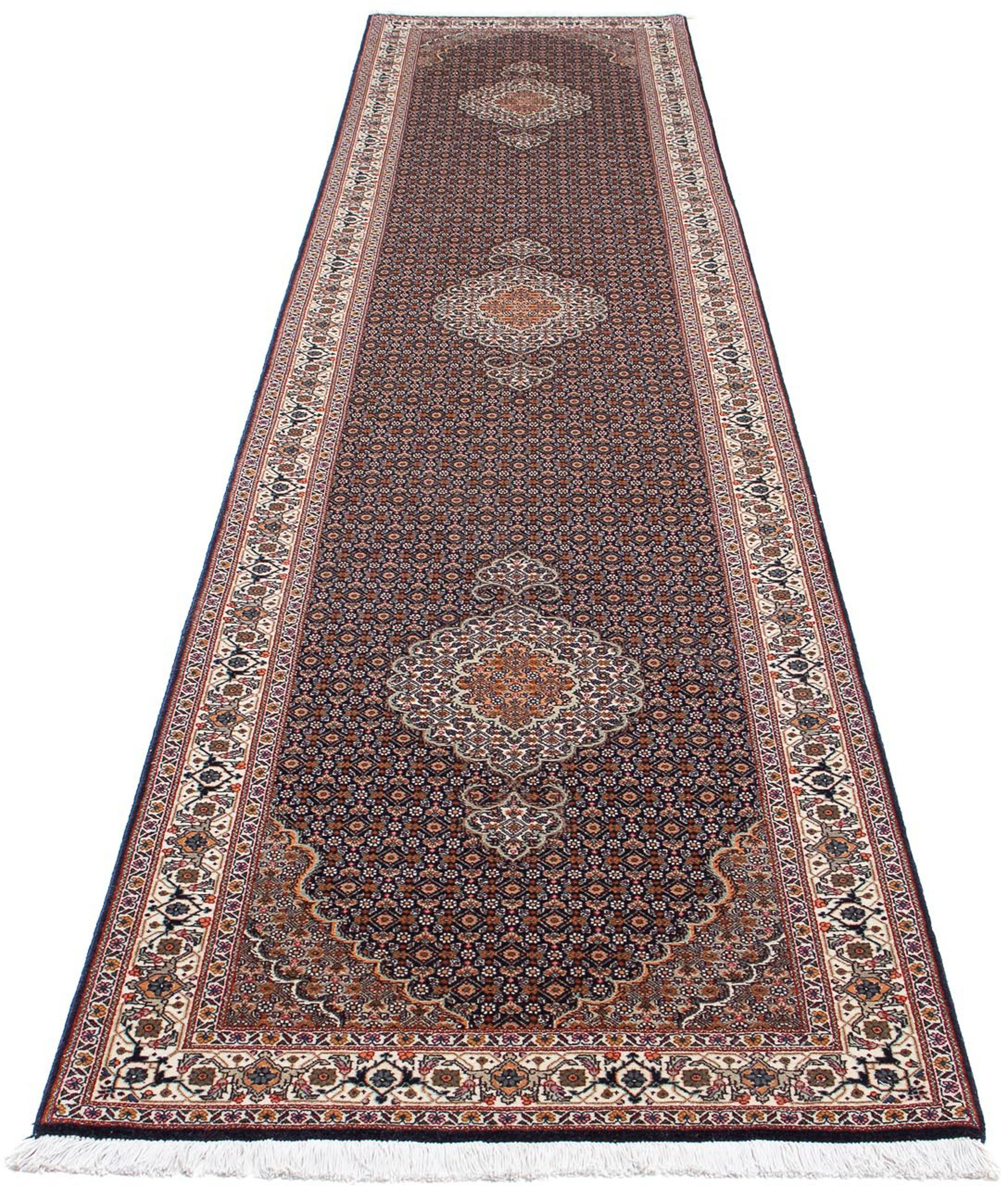 Orientteppich Perser - Täbriz - 397 x 81 cm - mehrfarbig, morgenland, rechteckig, Höhe: 10 mm, Wohnzimmer, Handgeknüpft, Einzelstück mit Zertifikat