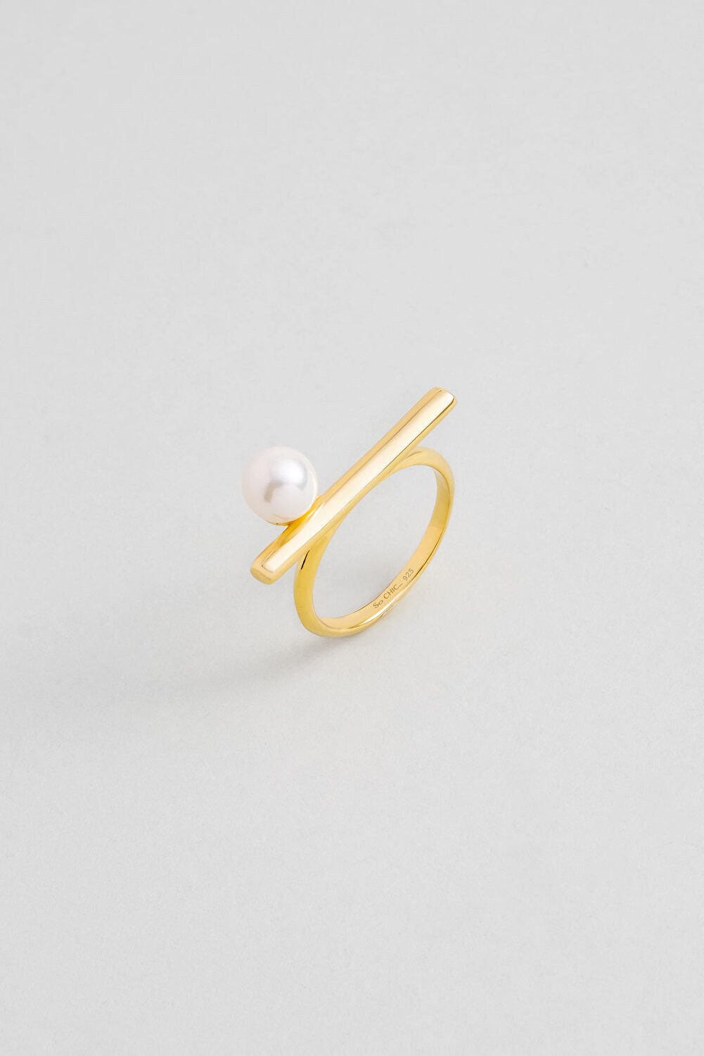 So CHIC... Silberring Klassische Eleganz 18K Goldring mit Perle