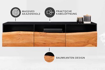 riess-ambiente Lowboard ORGANIC ARTWORK 140cm anthrazit / natur (Einzelartikel, 1 St), Massivholz · Stauraum · hängend · Baumkante · TV-Schrank · Design