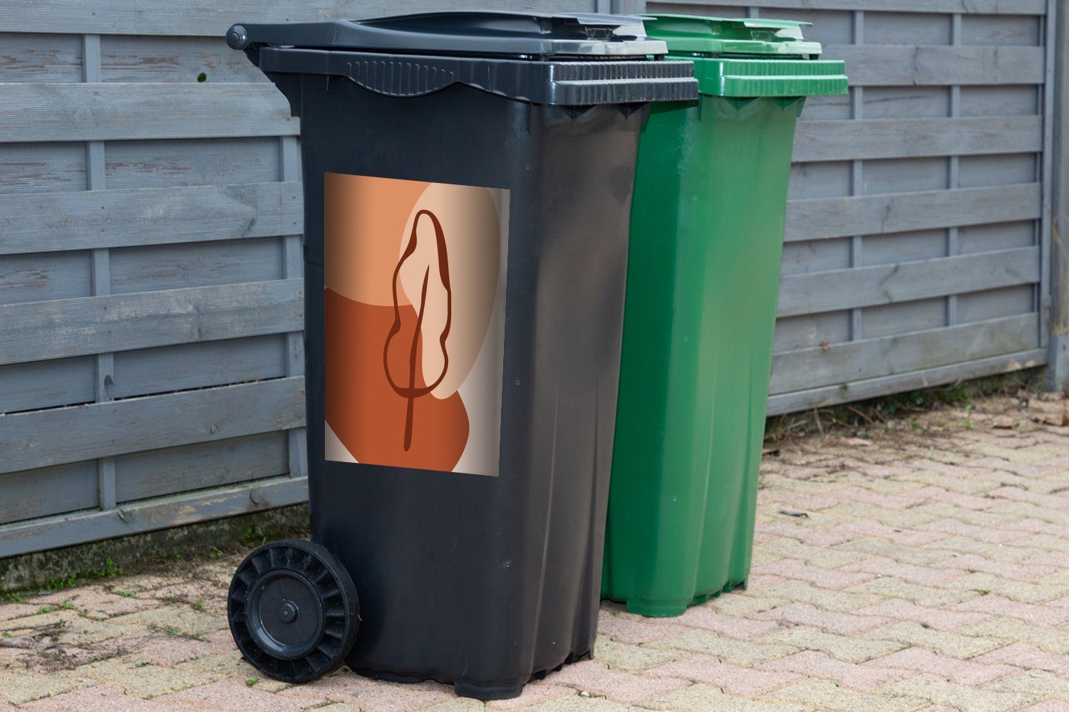 Sommer Mülleimer-aufkleber, - MuchoWow Mülltonne, Blatt Container, - Wandsticker Sticker, Flecken Abfalbehälter St), (1