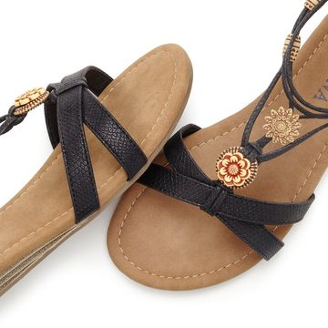 LASCANA Sandale Sandalette, Sommerschuh mit raffinierten Riemchen und Steinchen VEGAN