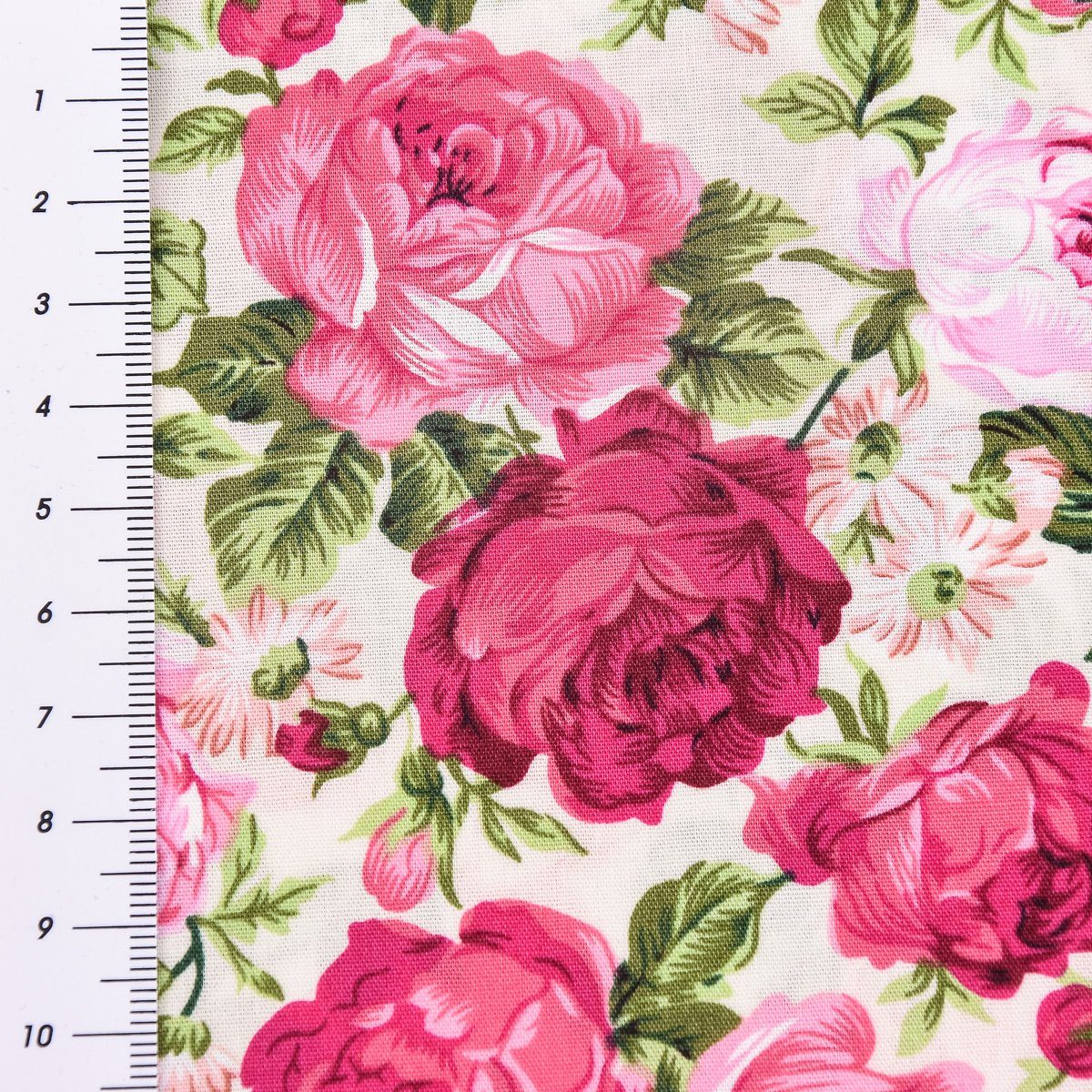 SCHÖNER LEBEN. Stoff Baumwollstoff Meterware Rosen beige rosa pink grün 145cm