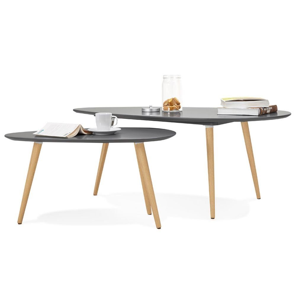 Dunkles grey) Grau Tischset DESIGN KADIMA MILLA Holz (dark Beistelltisch
