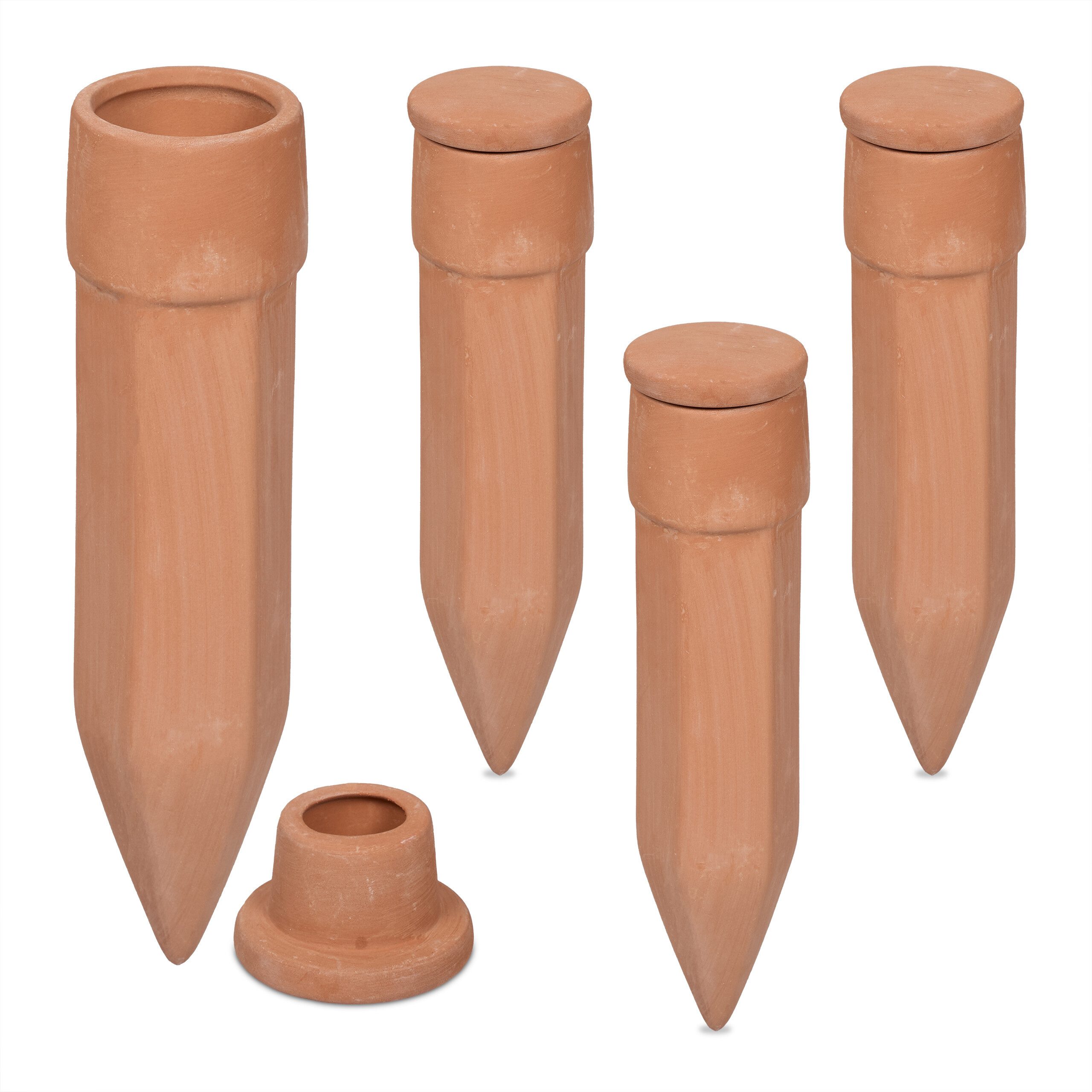 relaxdays Bewässerungssystem Tonkegel Bewässerung 4er Pack, (4-tlg)