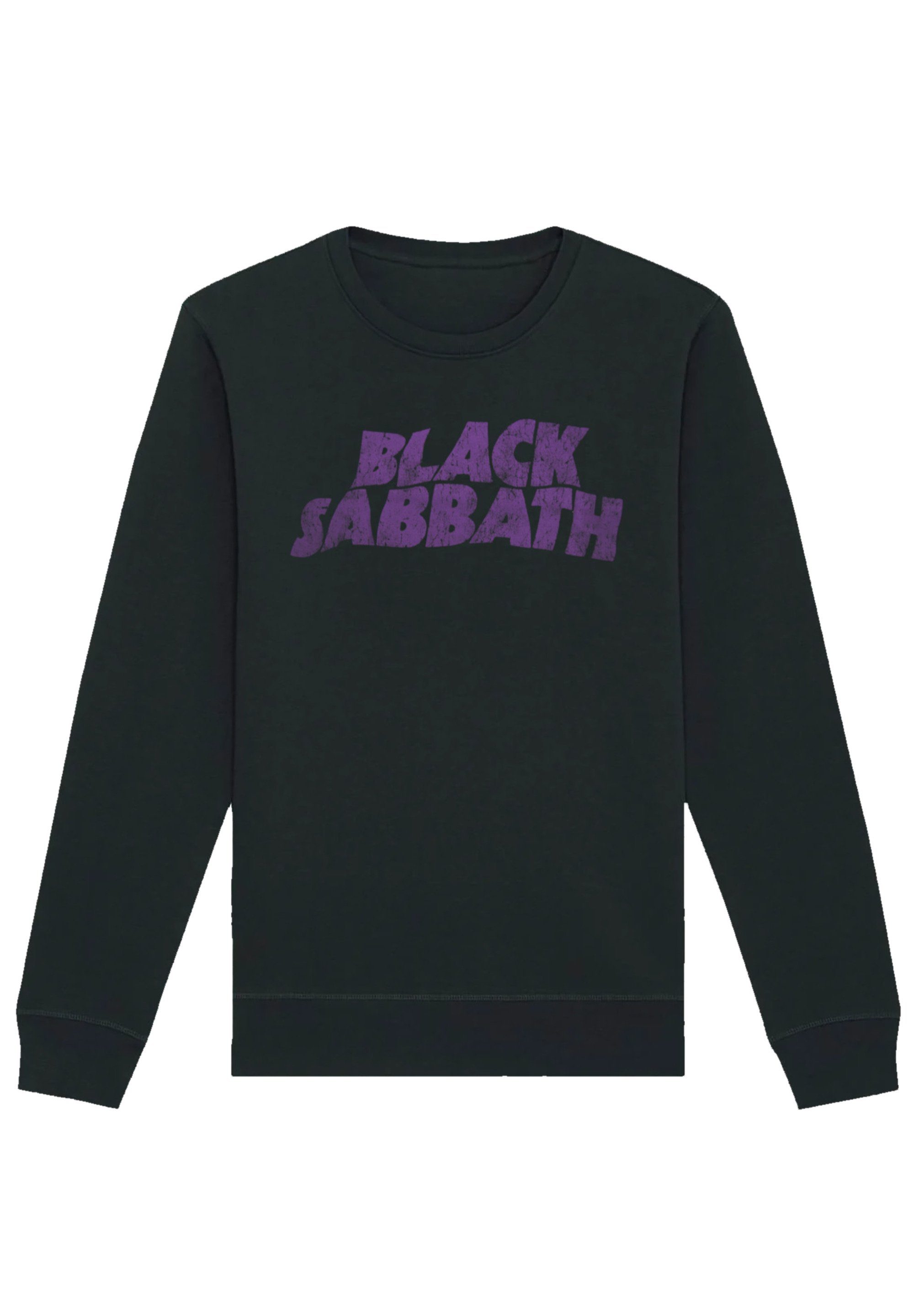 Black Logo Distressed Sweatshirt Wavy Black Print Sabbath F4NT4STIC