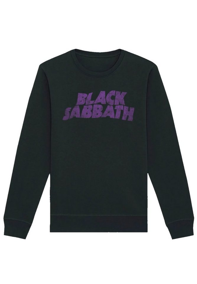 F4NT4STIC Sweatshirt Black Sabbath Wavy Logo Distressed Black Print