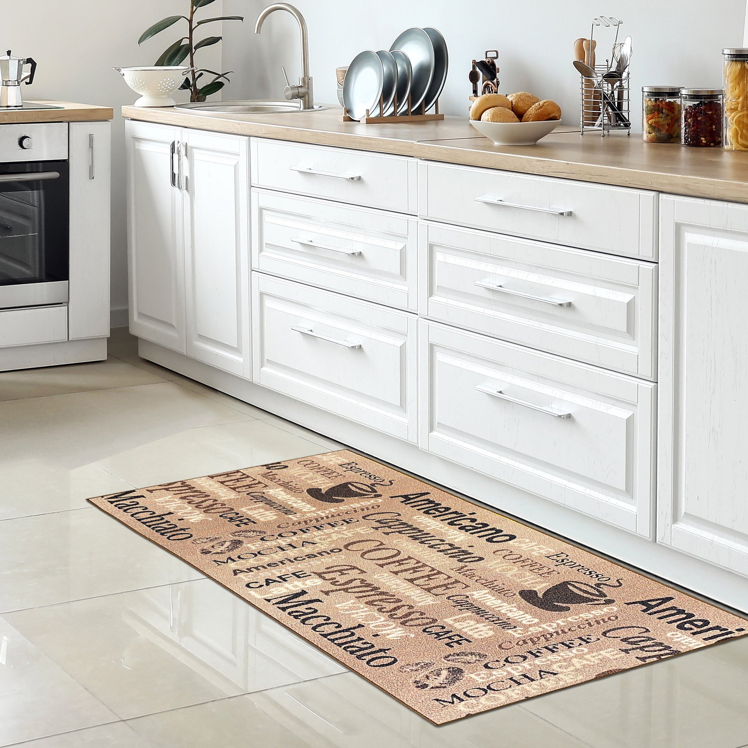 Carpetia Teppich Coffee Küchenläufer I beige I Gelrücken Küchenteppich, rec günstig online kaufen