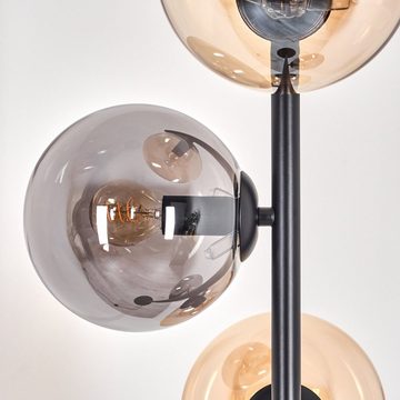 hofstein Stehlampe Stehlampe aus Metall/Glas in Schwarz/Rauch-/Bernsteinfarben, ohne Leuchtmittel, Leuchte mit Glasschirmen (15cm),Schalter, 4 x E14, ohne Leuchtmittel