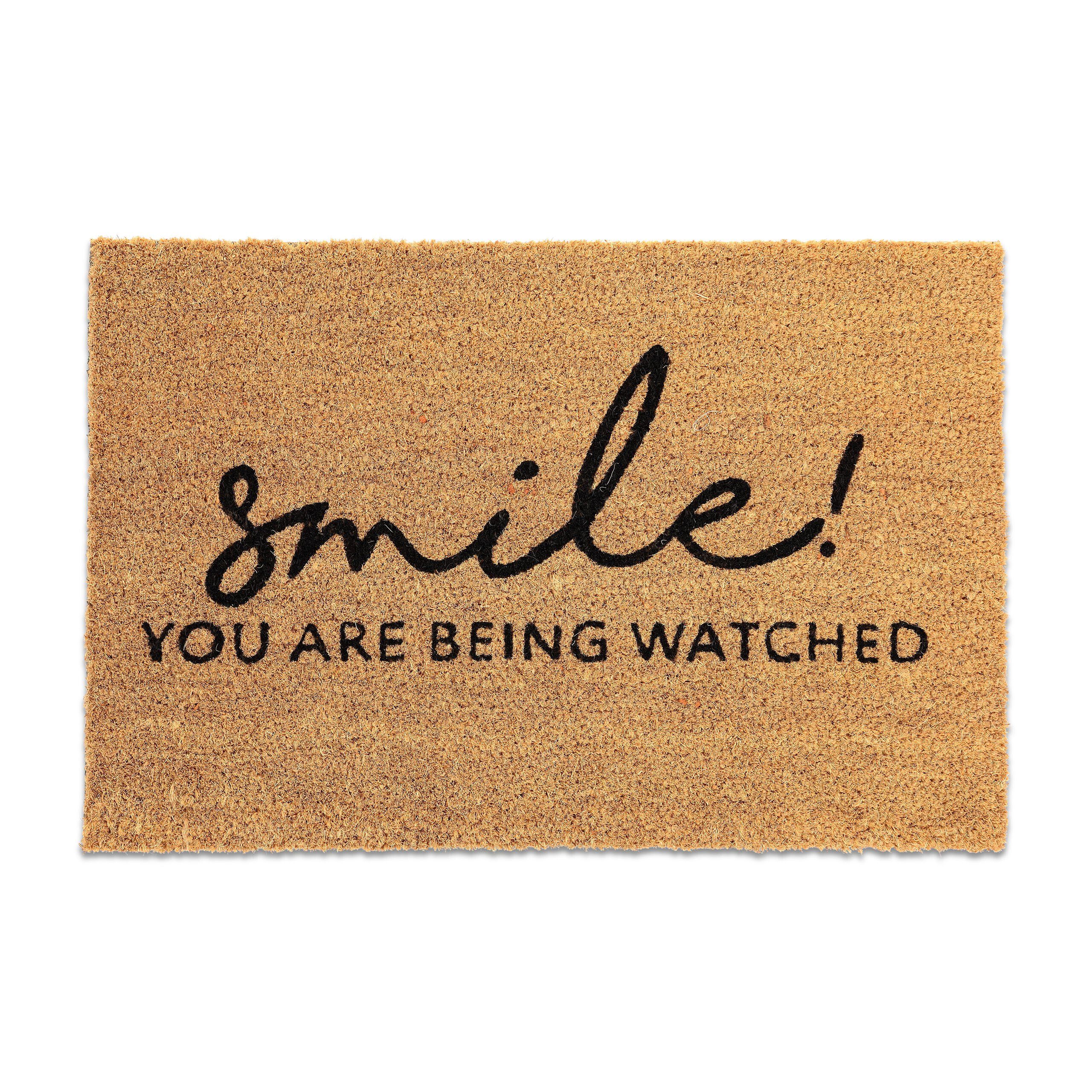 relaxdays Fußmatte Smile Kokos, Höhe: 15 günstig online kaufen