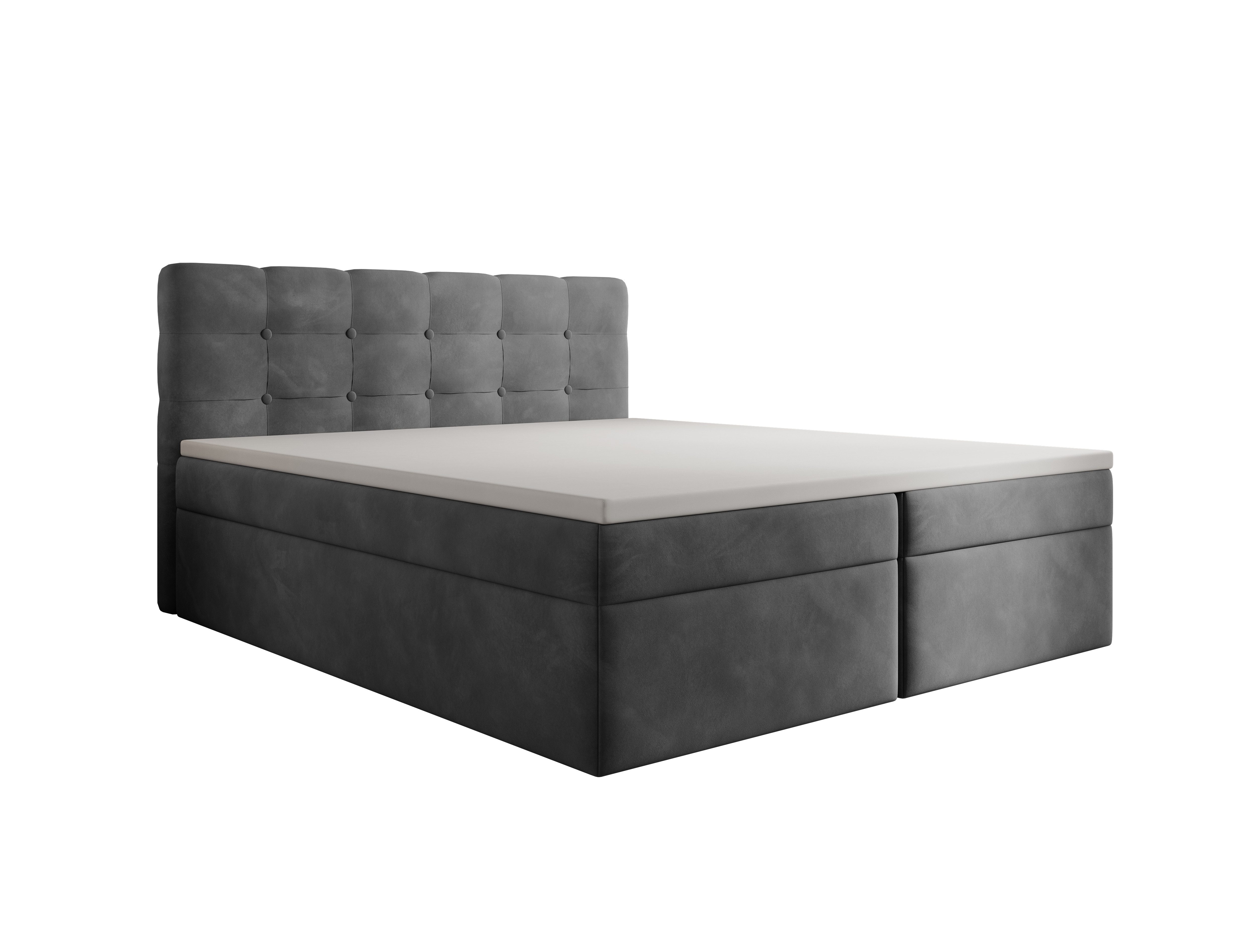 thematys Boxspringbett Luxus mit Bettkasten 140x200–200x200cm - Velours oder Bouclé Bezug (Polsterbett Bonnellfederkern Matratze H3 + Gratis 3cm Topper, – Doppelbett mit Stauraum - Boxbett)