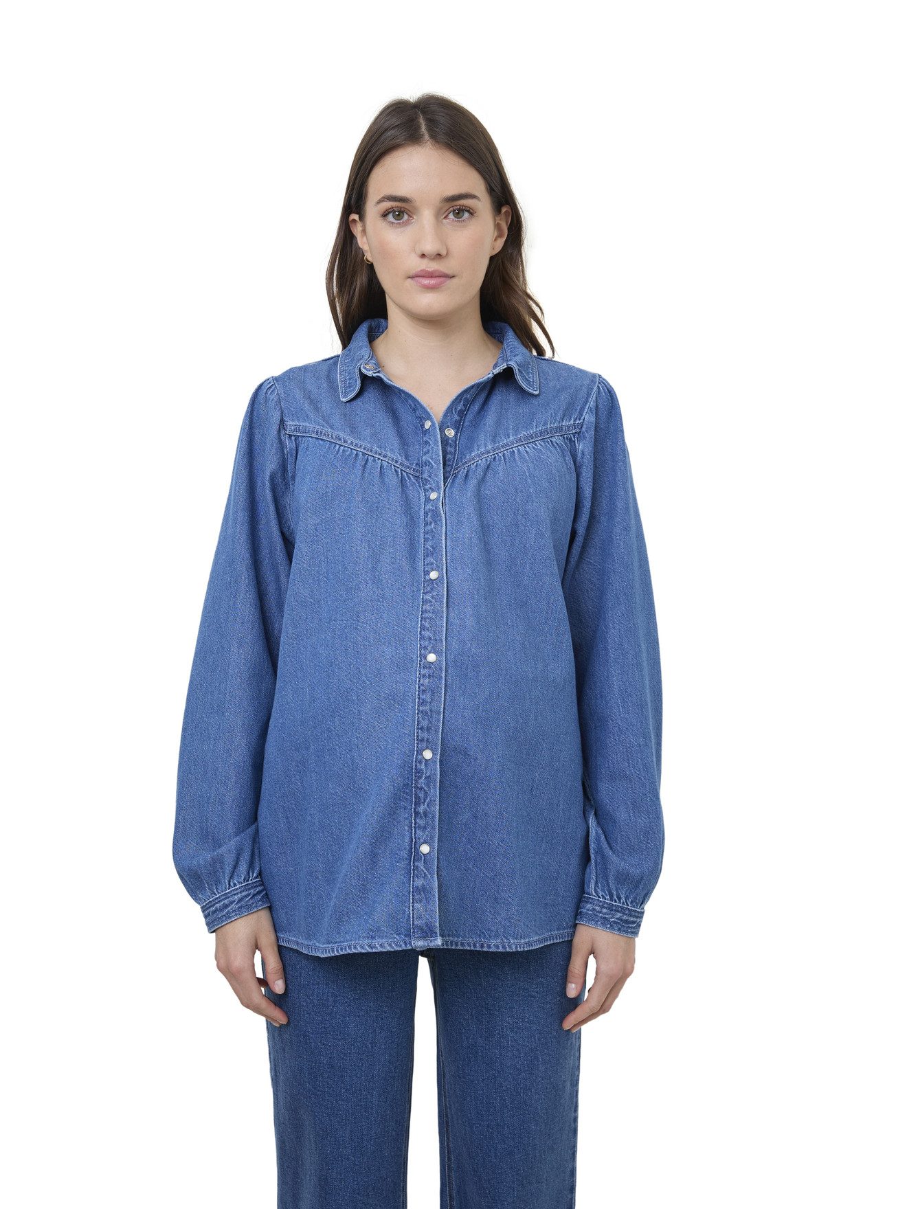 vertbaudet Umstandsbluse Denim-Bluse für Schwangerschaft und Stillzeit