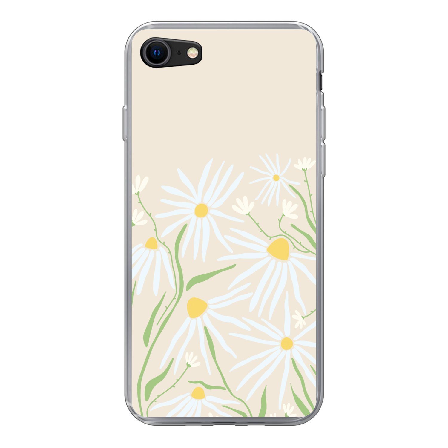 MuchoWow Handyhülle für Apple iPhone 7 Blume - Muster - Gelb, Smartphone-Bumper, Print, Handy Schutzhülle Dünn