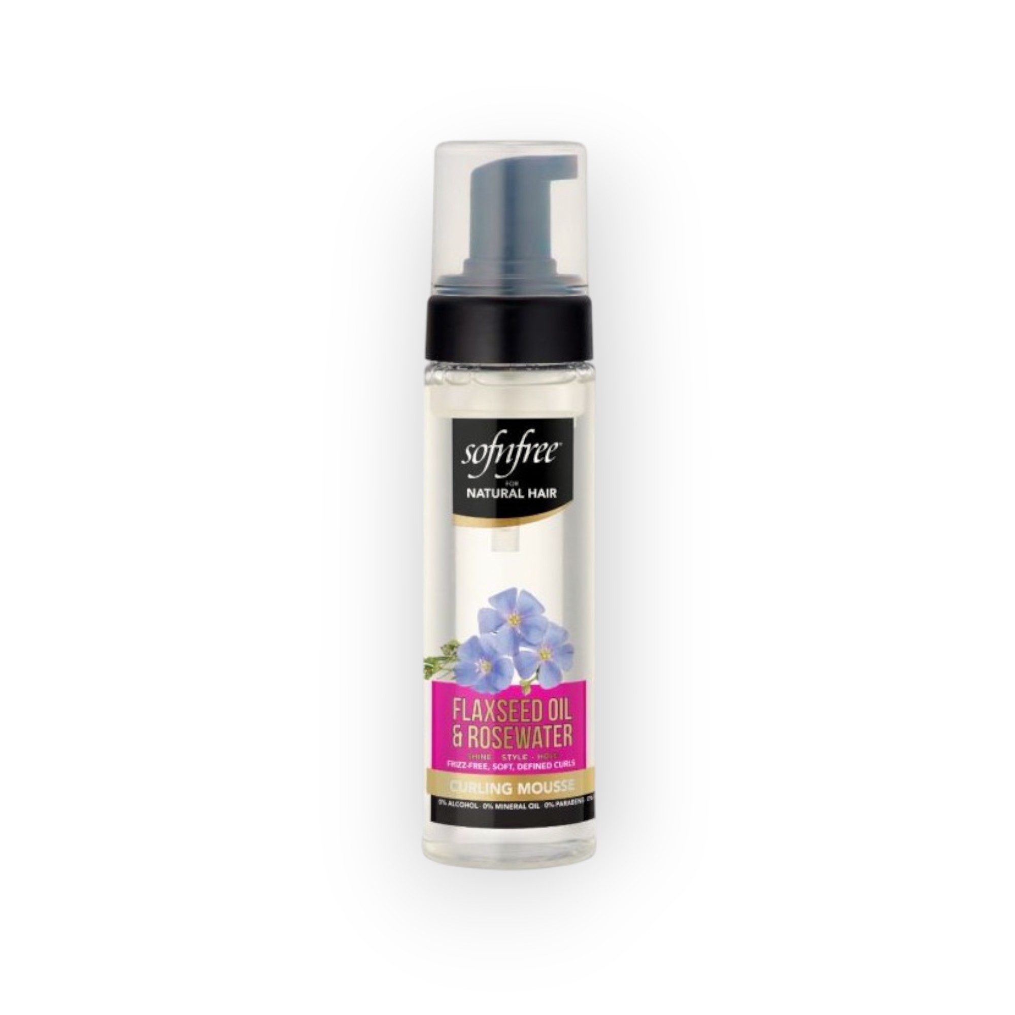 Sofn'free Haarschaum Curling Mousse mit Leinsamenöl & Rosenwasser 200 ml, Mit Leinsamenöl & Rosenwasser, ohne Alkohol und Mineralöl