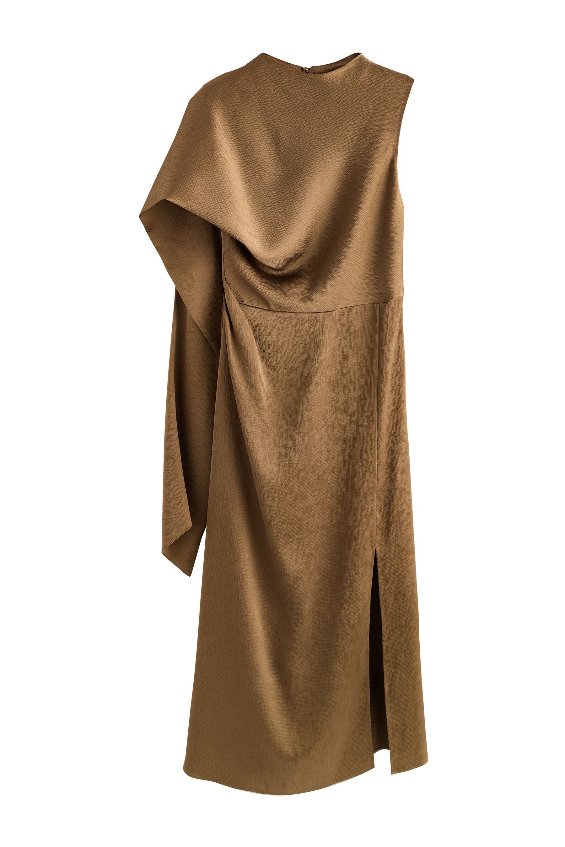 Next Midikleid Strukturiertes Satin-Midikleid mit Schal (1-tlg)