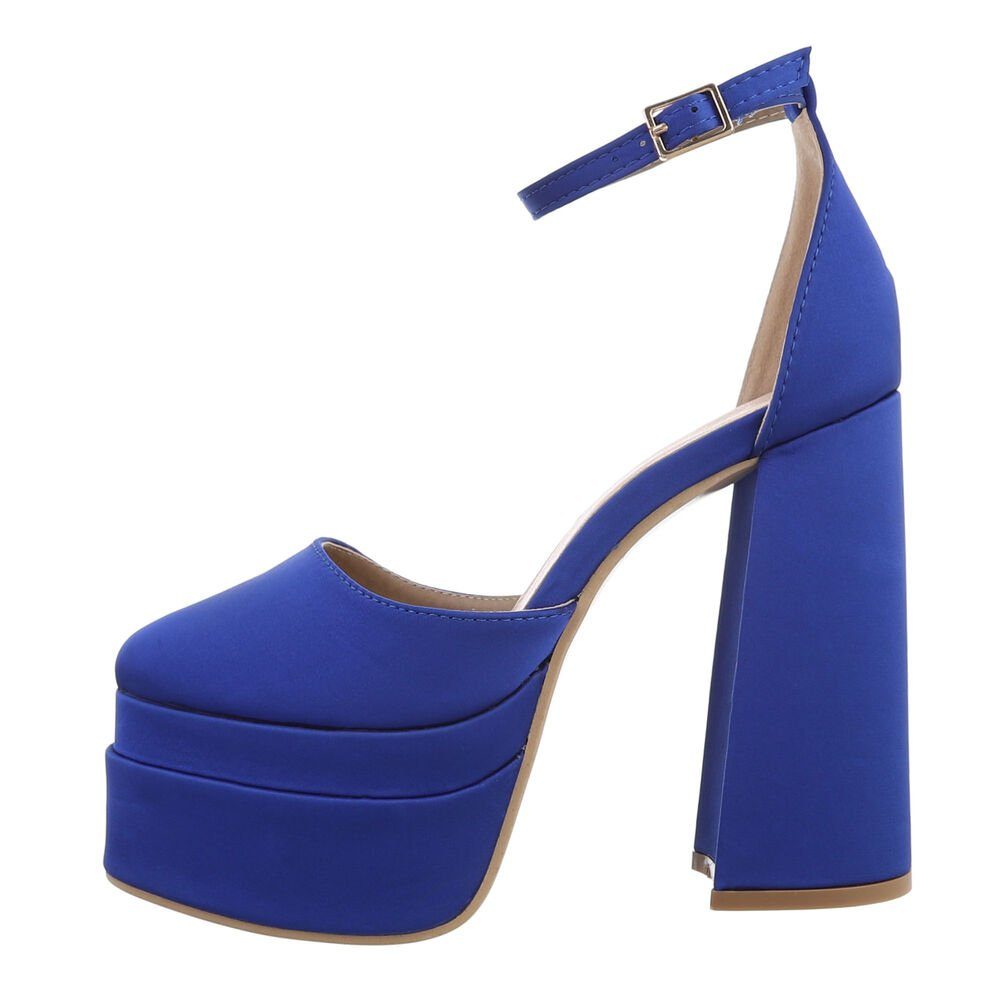 Ital-Design Damen Abendschuhe Pumps High Heel Blockabsatz & in Blau Party Clubwear Plateaupumps