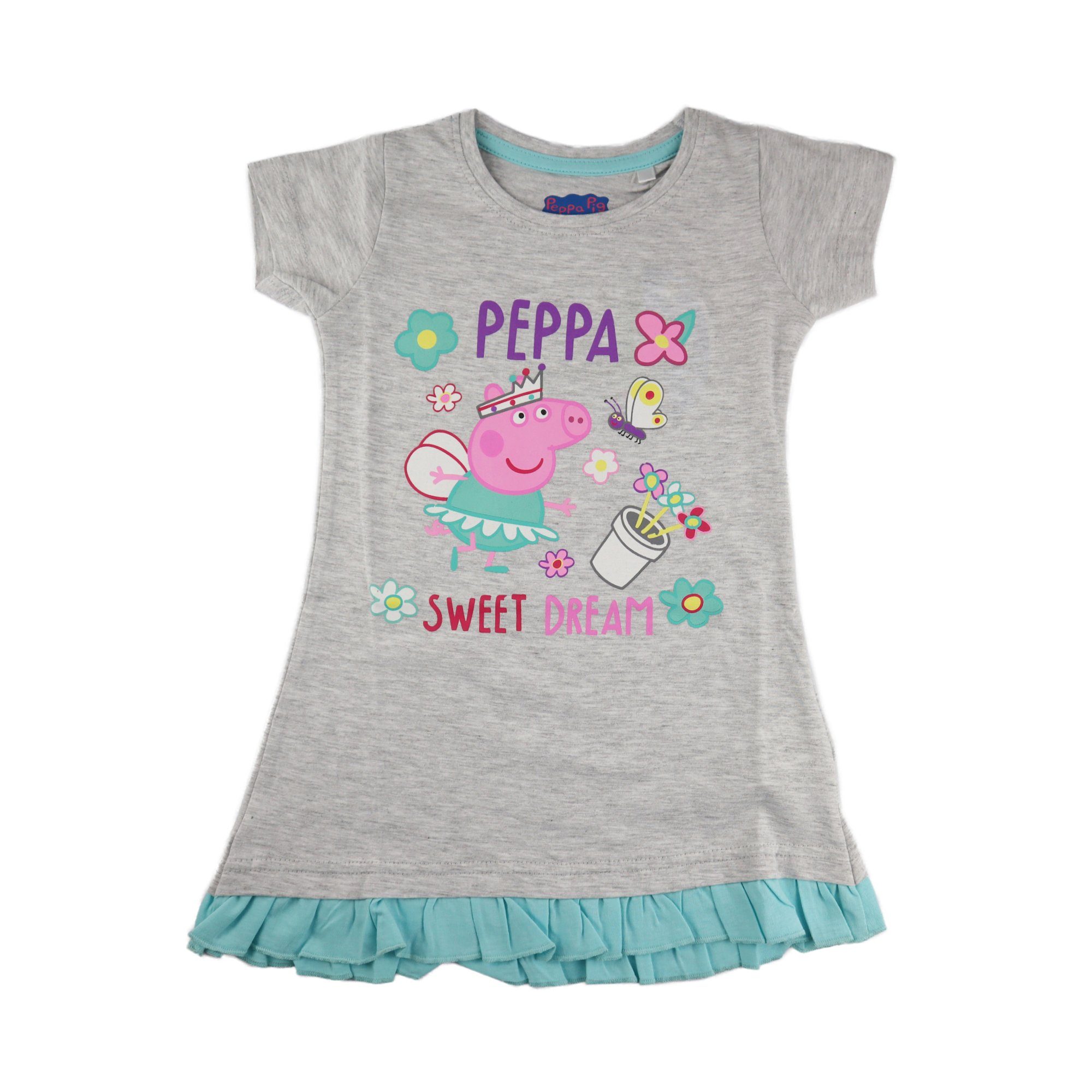 Peppa Kinder Grau Mädchen T-Shirt Gr. Wutz 92 Pig Schlafshirt bis 116