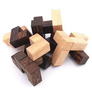ROMBOL Denkspiele Spiel, Knobelspiel Kardan - edles, schwieriges Interlockingpuzzle aus Holz, Holzspiel