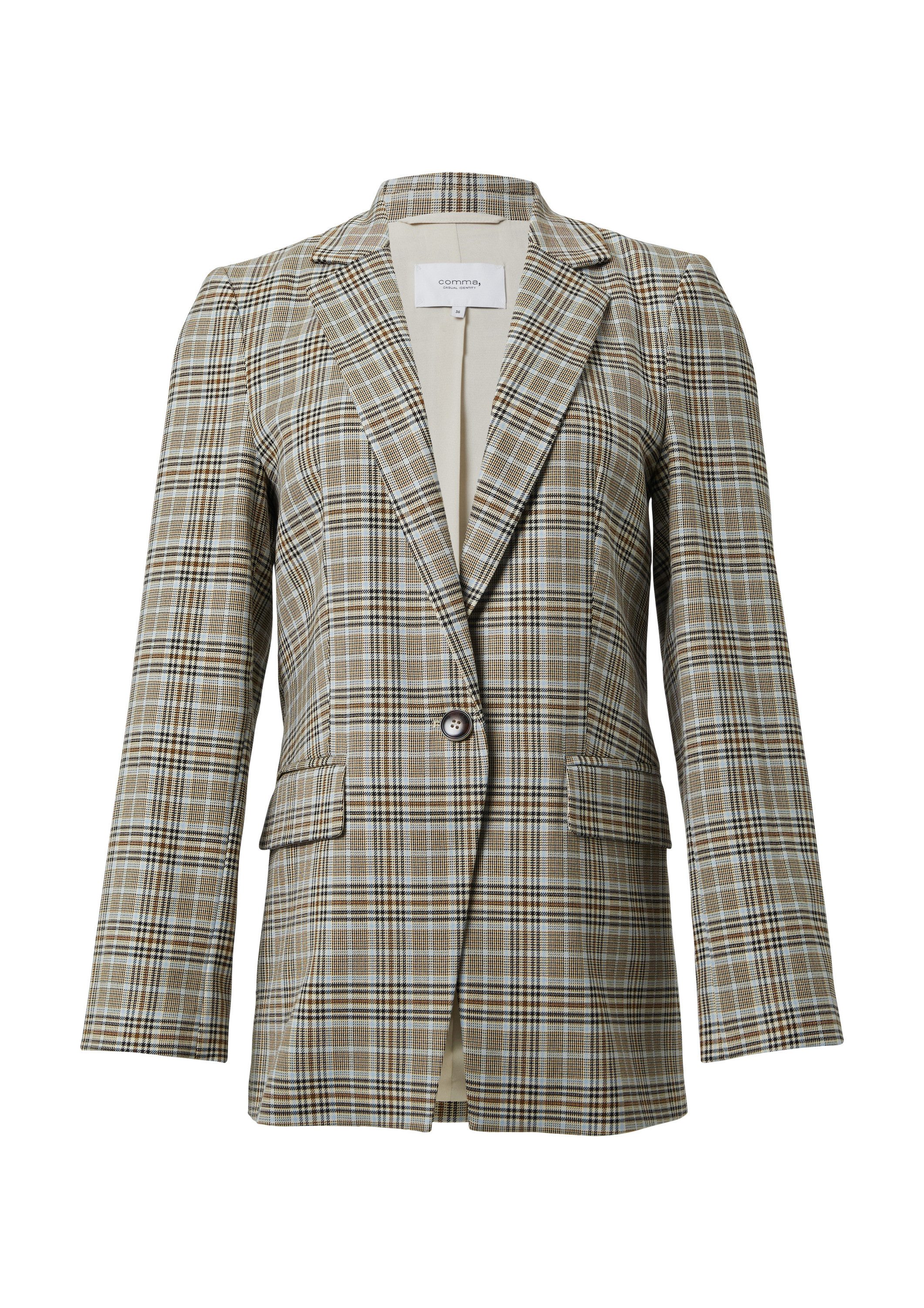 comma Jackenblazer Indoor-Blazer Antaillierter Karo-Blazer