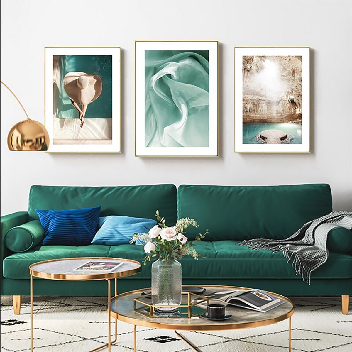 TPFLiving Kunstdruck (OHNE RAHMEN) Poster - Leinwand - Wandbild, Sommer, Sonne, Mädchen, Pool - (Leinwand Wohnzimmer, Leinwand Bilder, Kunstdruck), Farben: grün, braun, beige, weiß - Größe: 10x15cm