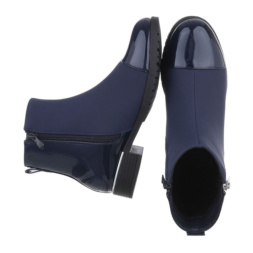 Ital-Design Damen Elegant Stiefelette (87478450) Blockabsatz Flache Stiefeletten in Dunkelblau