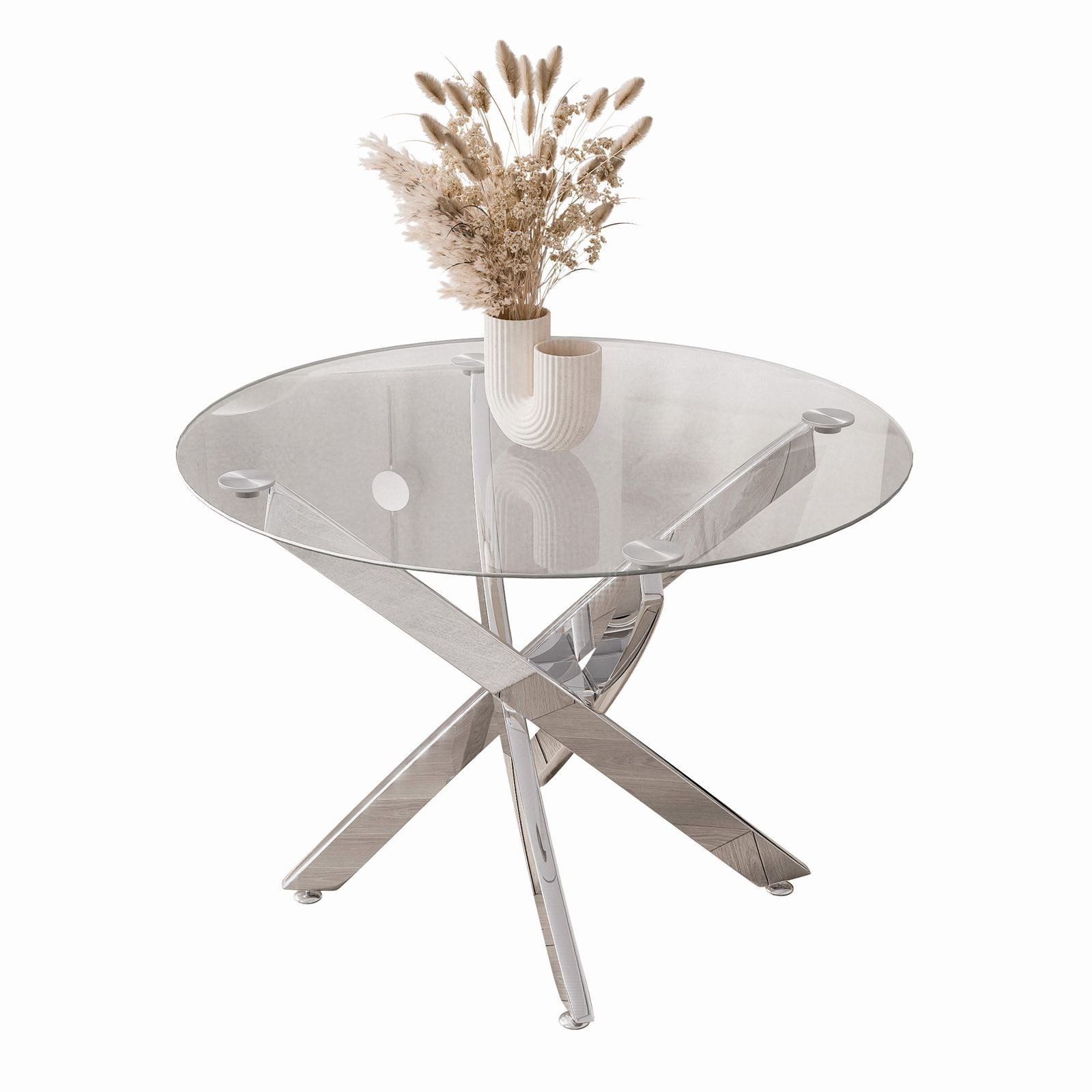 Lookway Couchtisch BEIRA mit Glasplatte (1 Tisch), Durchmesser: ⌀60 cm günstig online kaufen